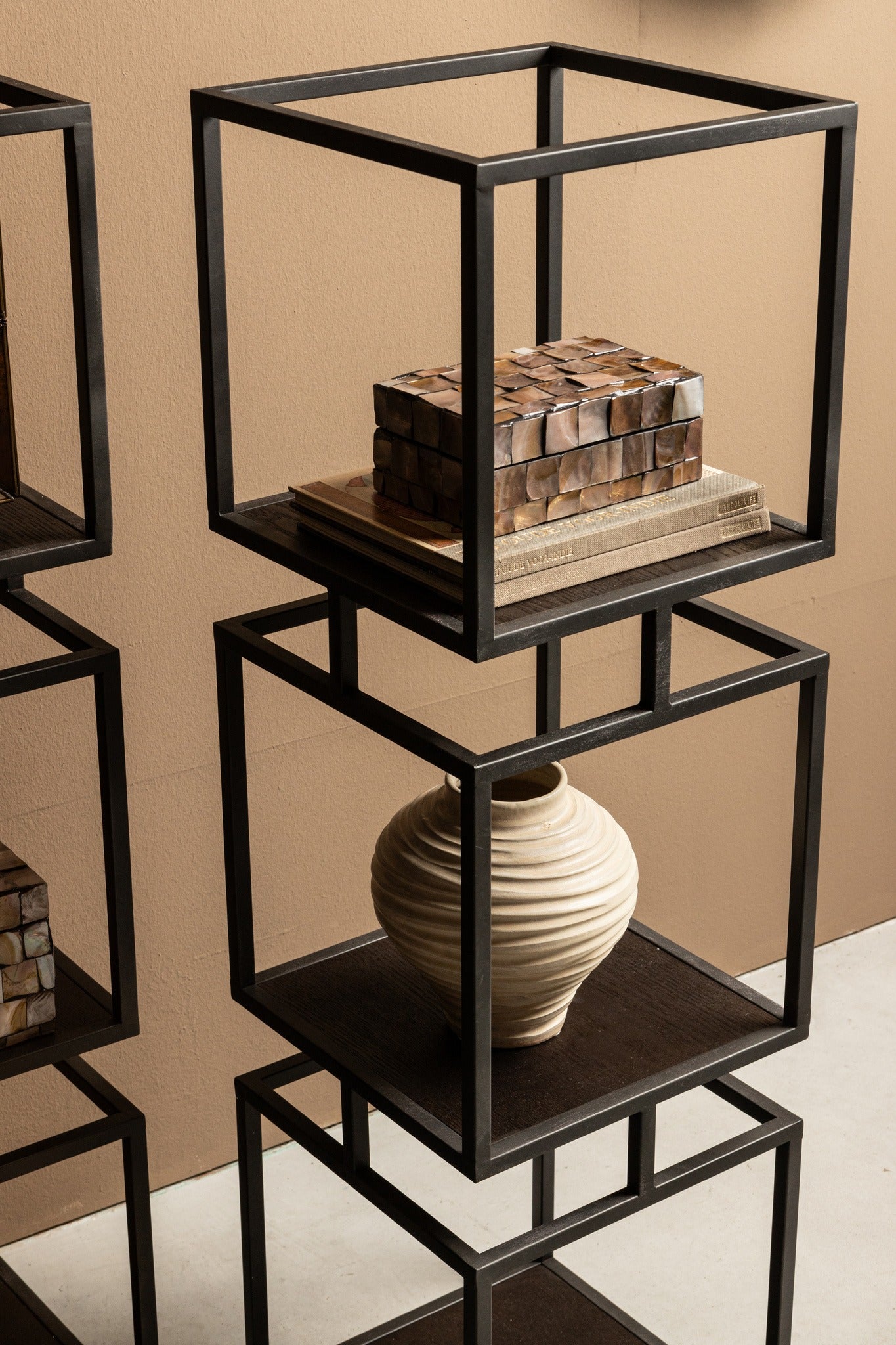 Nanci Black Iron Open Cube Cabinet L