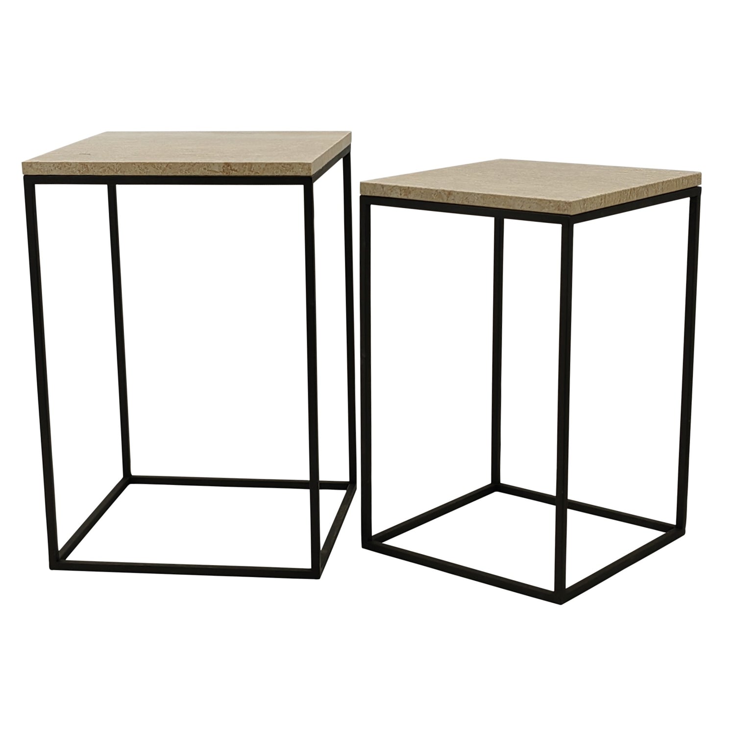 Volos Set Of 2 Side Tables Beige Marble