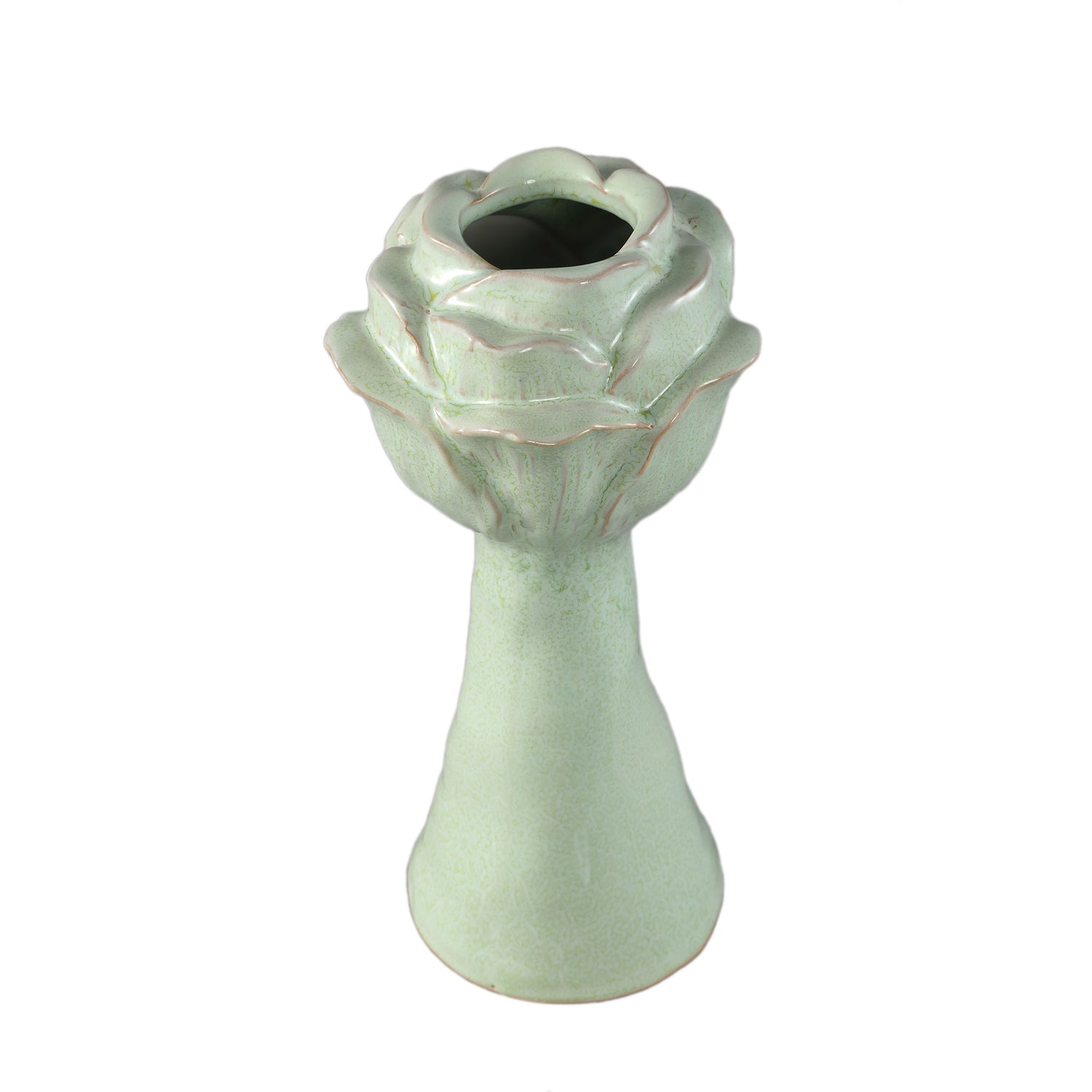 Minerva Mint Green Ceramic Flower Shaped Vase L