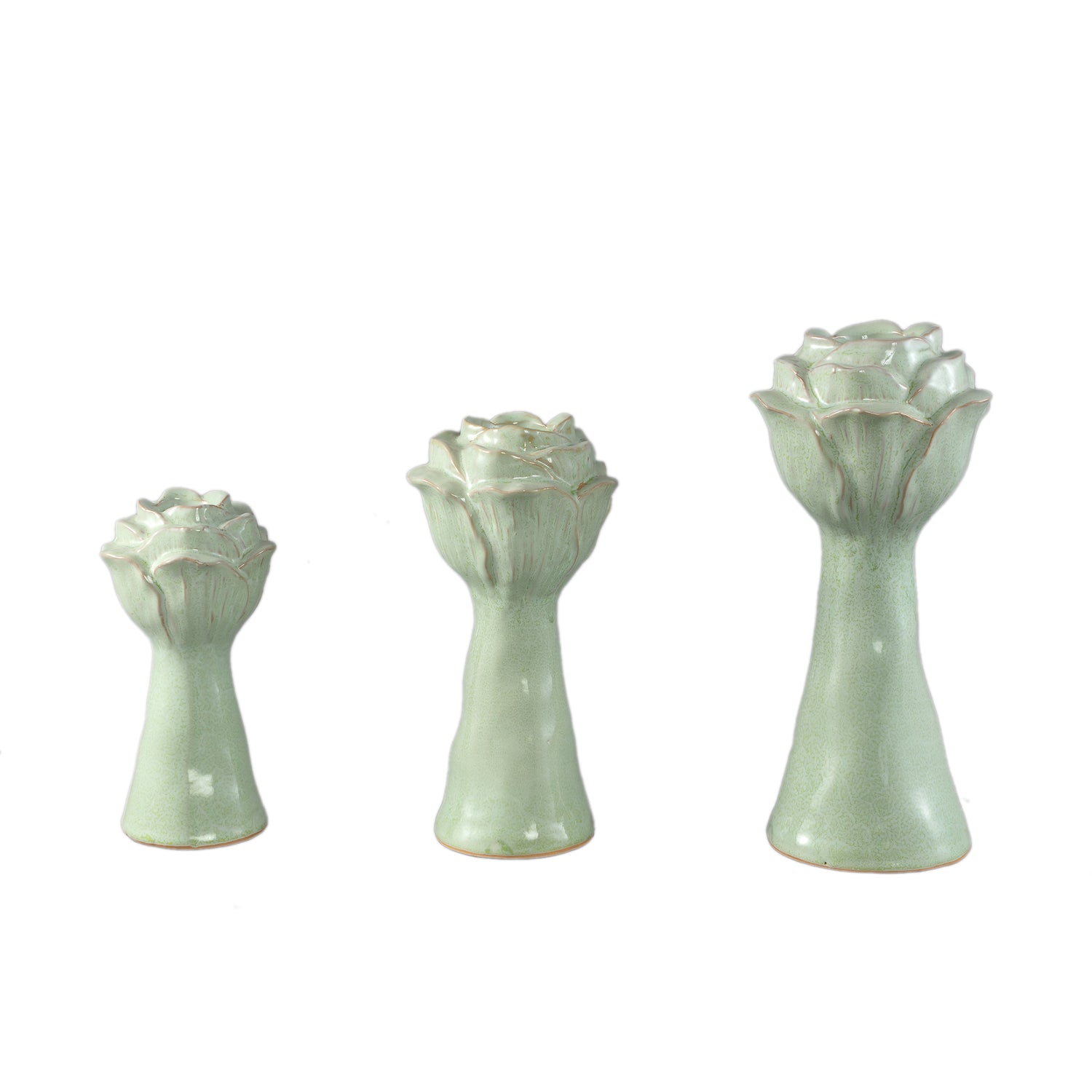 Minerva Mint Green Ceramic Flower Shaped Vase L