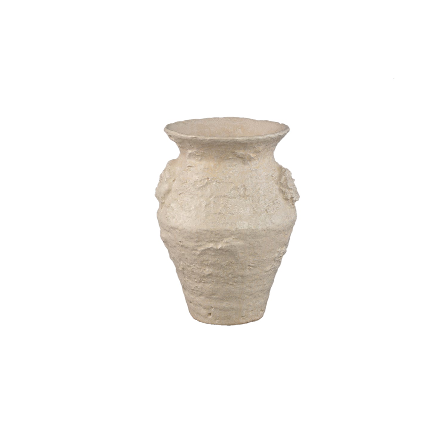 Leandra Beige Round Ceramic Jar Rough Structure S