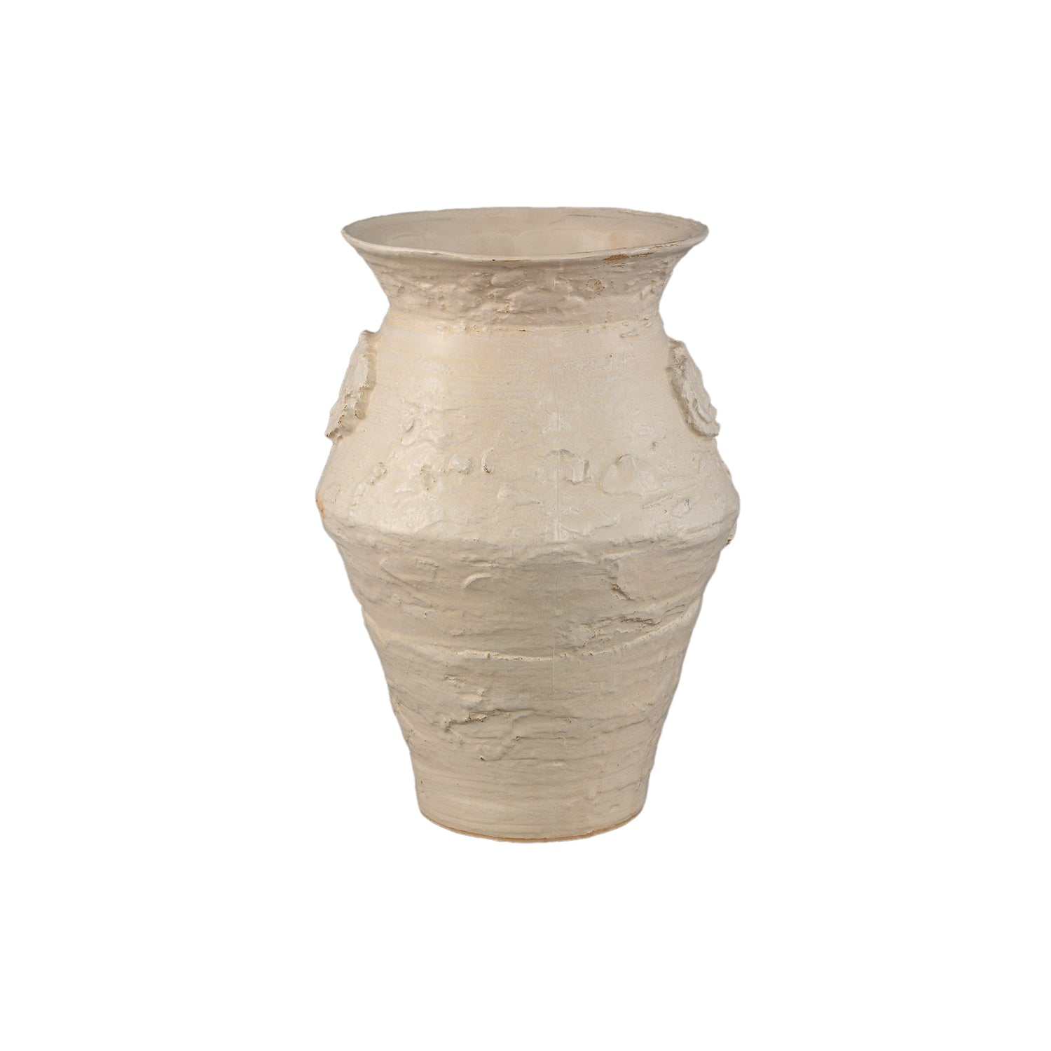Leandra Beige Round Ceramic Jar Rough Structure L
