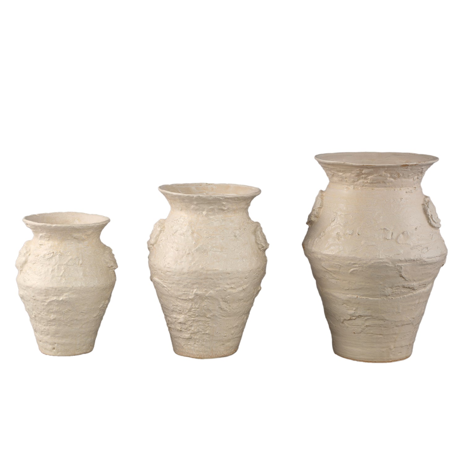 Leandra Beige Round Ceramic Jar Rough Structure L