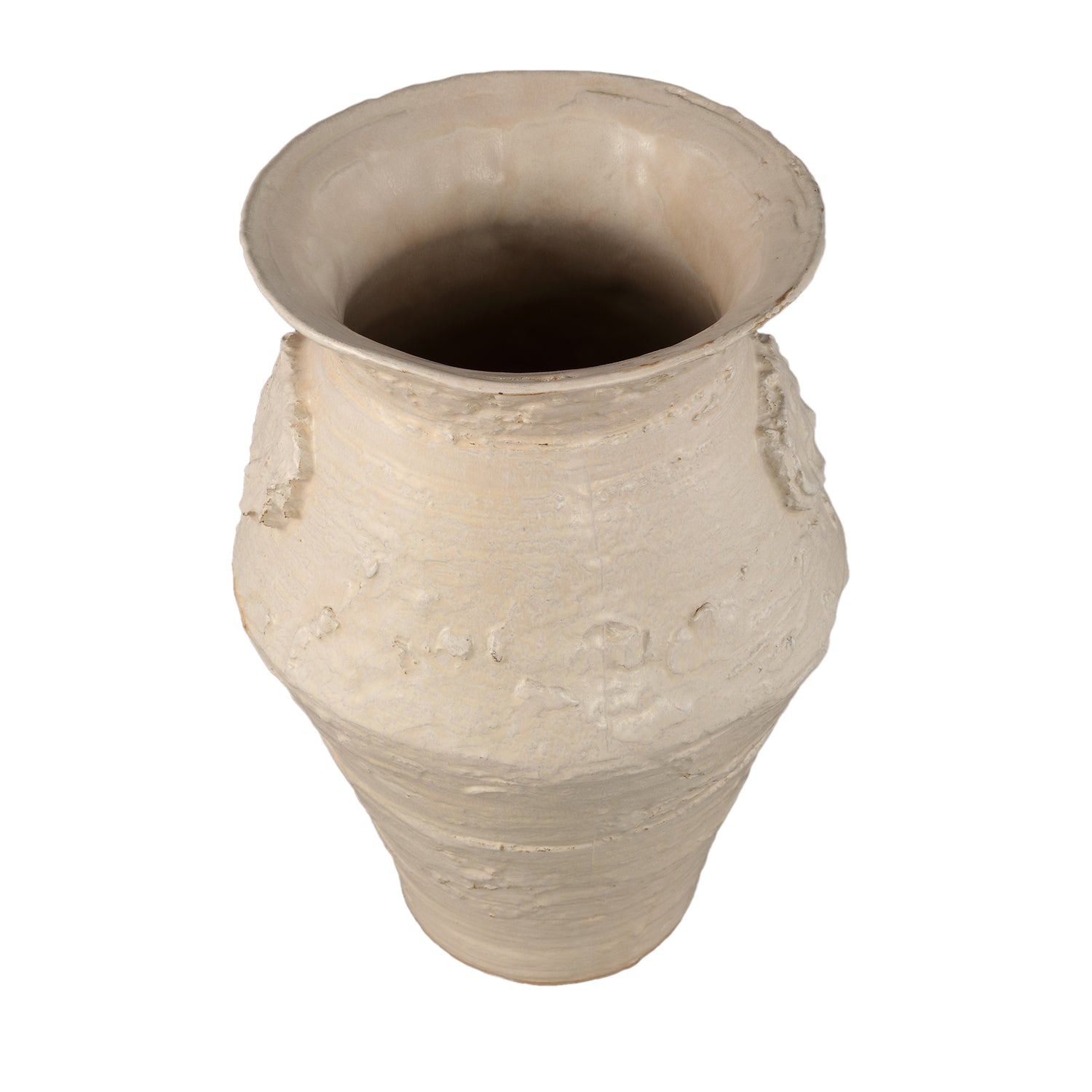 Leandra Beige Round Ceramic Jar Rough Structure L