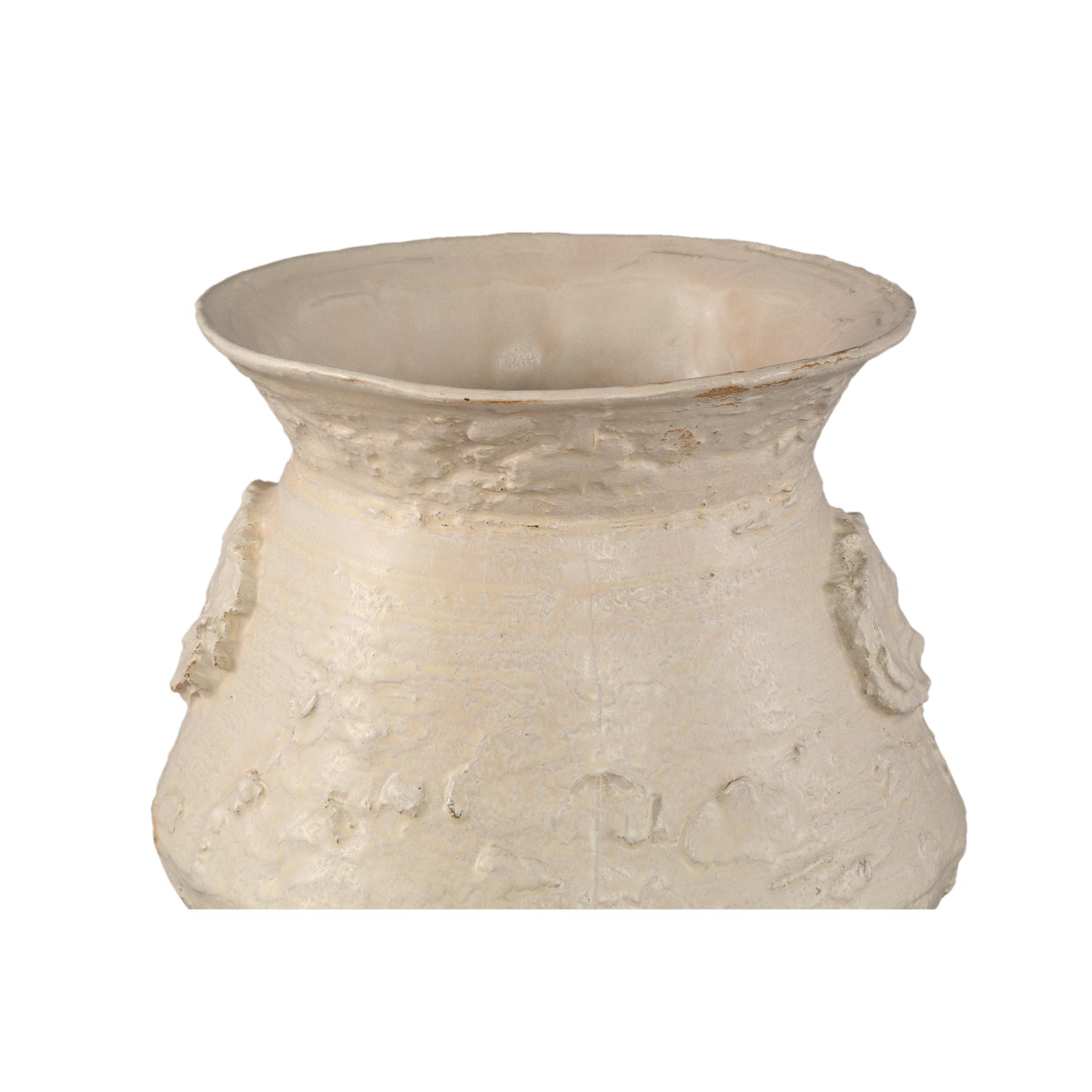 Leandra Beige Round Ceramic Jar Rough Structure L