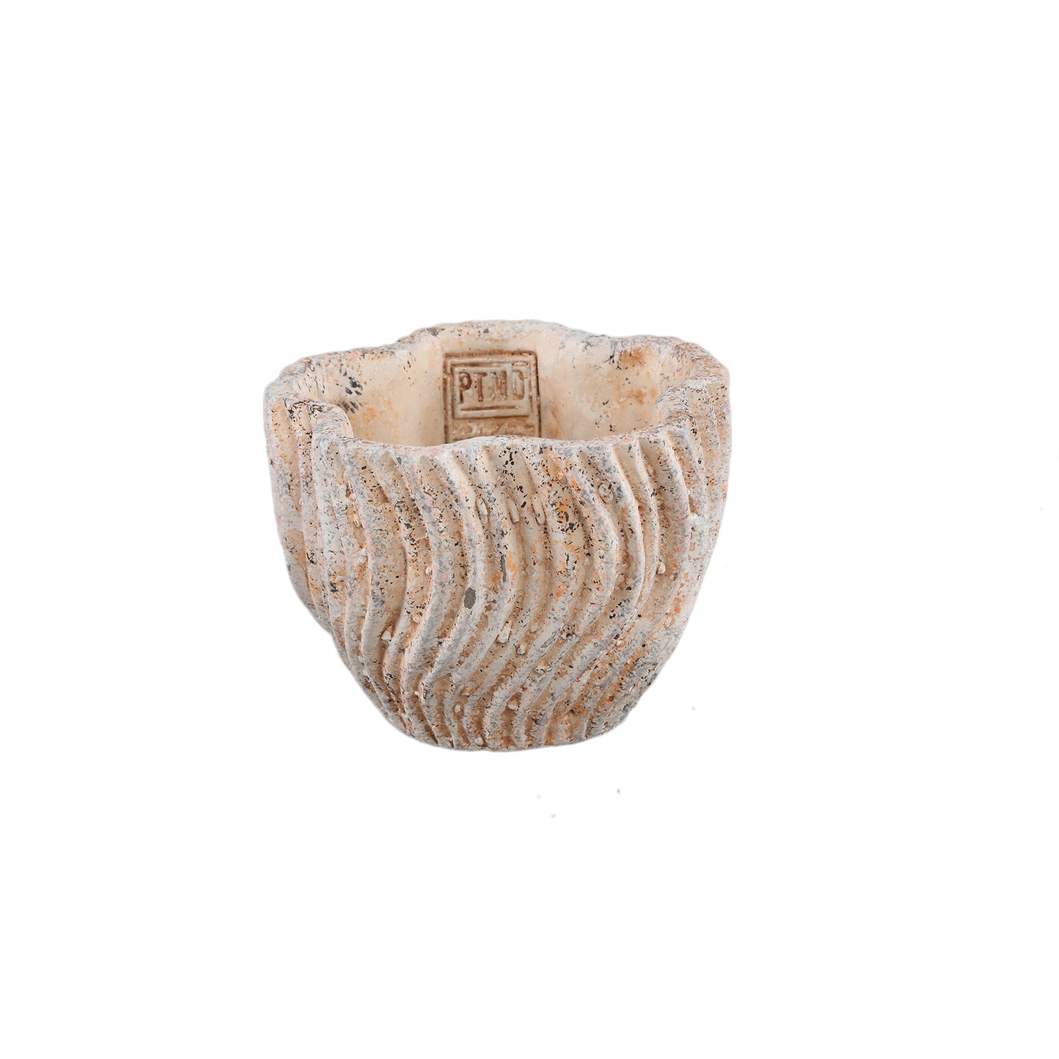 Robbien Cream Cement Round Pot Wavy Lines S