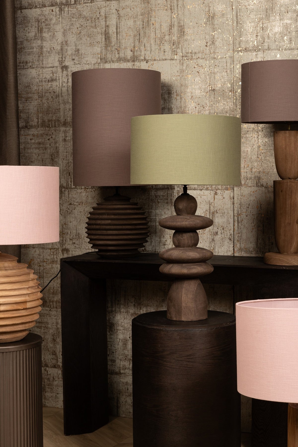Rivvo Green Cotton Linen Lampshade Round Low