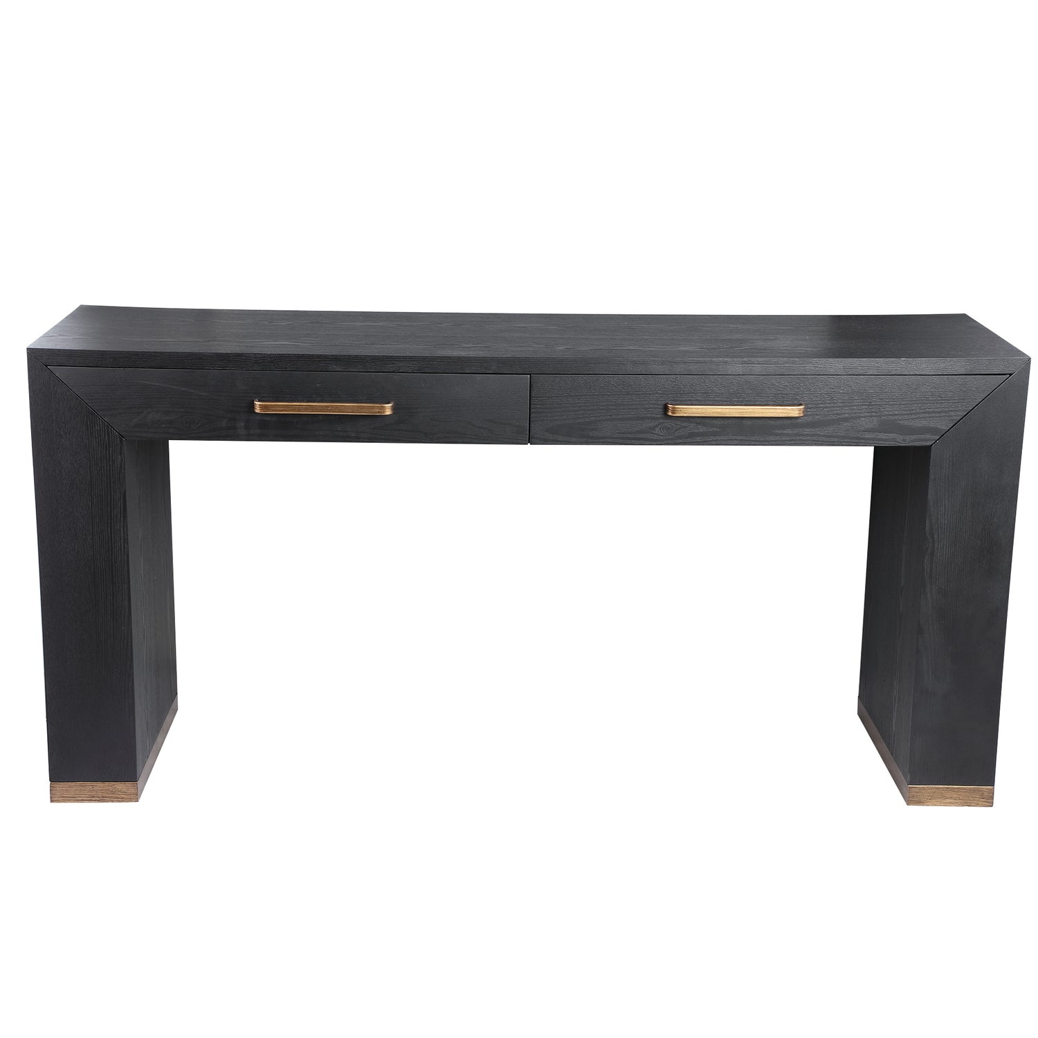 Tiess Black Wooden Veneer Sidetable 2 Drawers