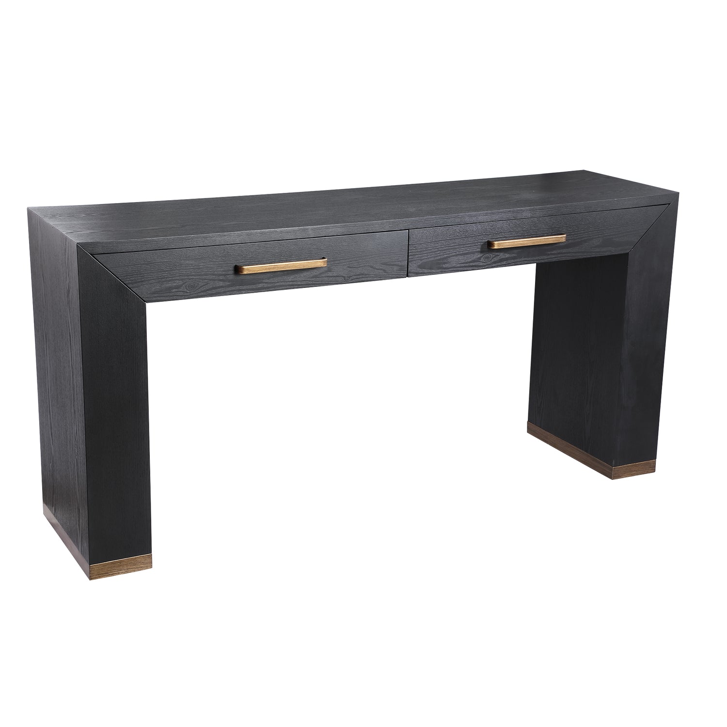 Tiess Black Wooden Veneer Sidetable 2 Drawers