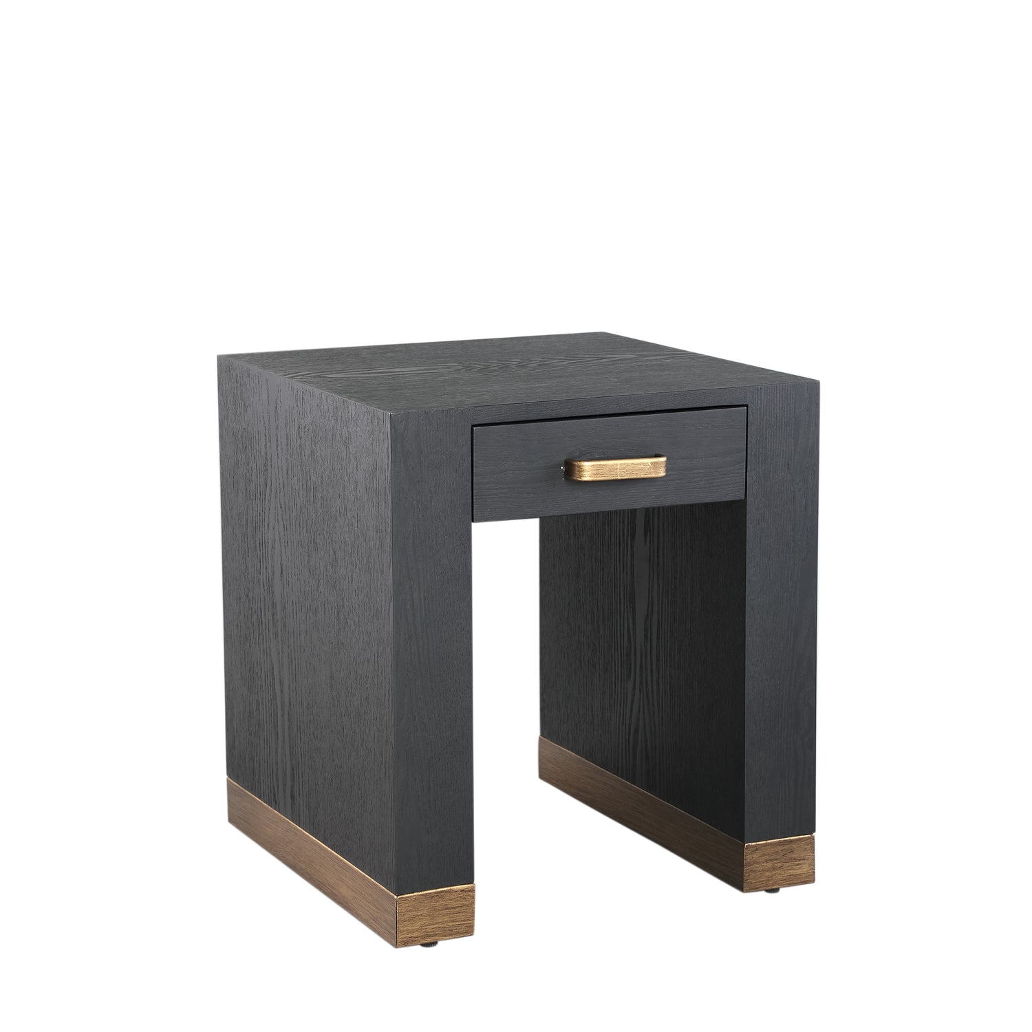 Tiess Black Wooden Veneer Bed Sidetable 1 Drawer