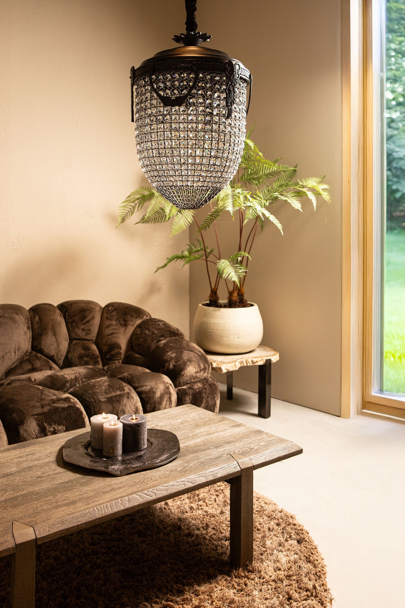 Lidde Crystal Oval Chandelier Lamp Classic L