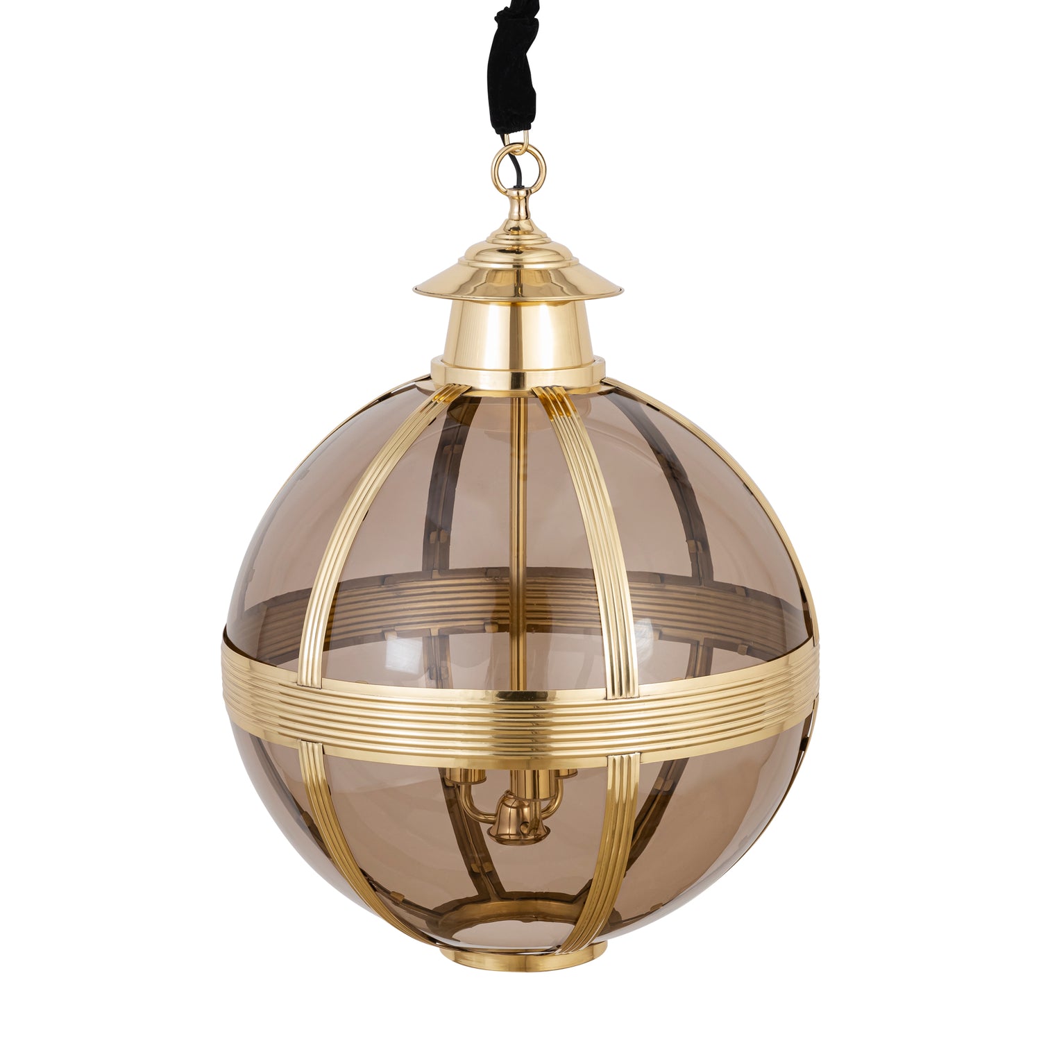 Mikk Brass Antique Luster Glass Hanging Lamp Rnd L