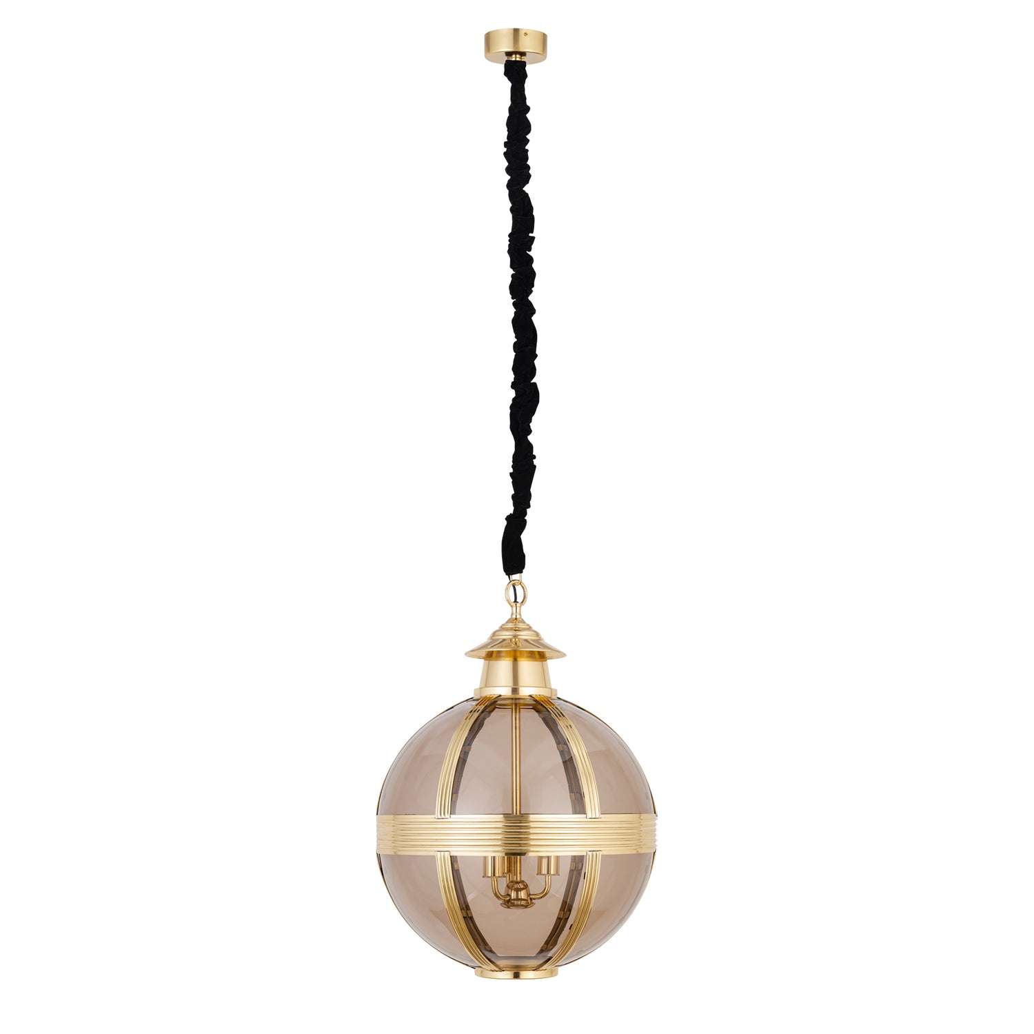 Mikk Brass Antique Luster Glass Hanging Lamp Rnd M