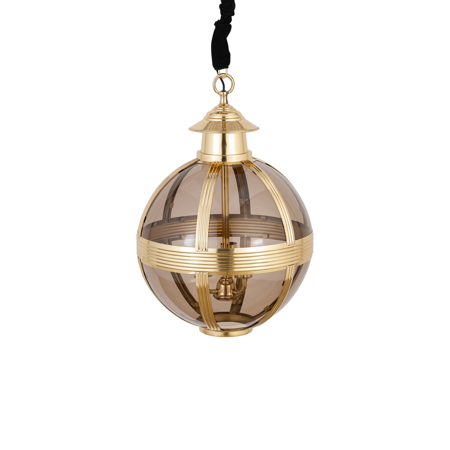 Mikk Brass Antique Luster Glass Hanging Lamp Rnd S
