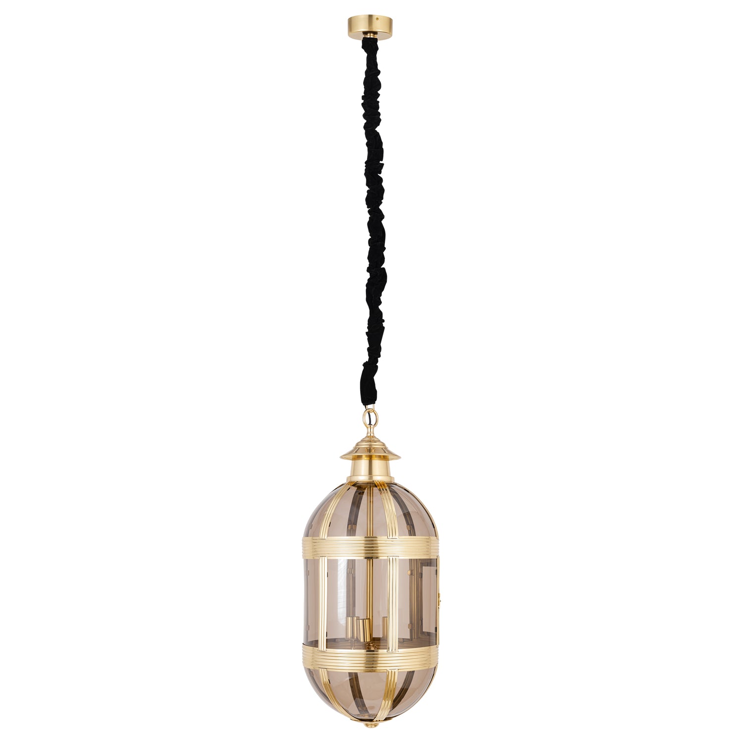 Mikk Brass Antique Lusterglass Hanging Lamp Oval L