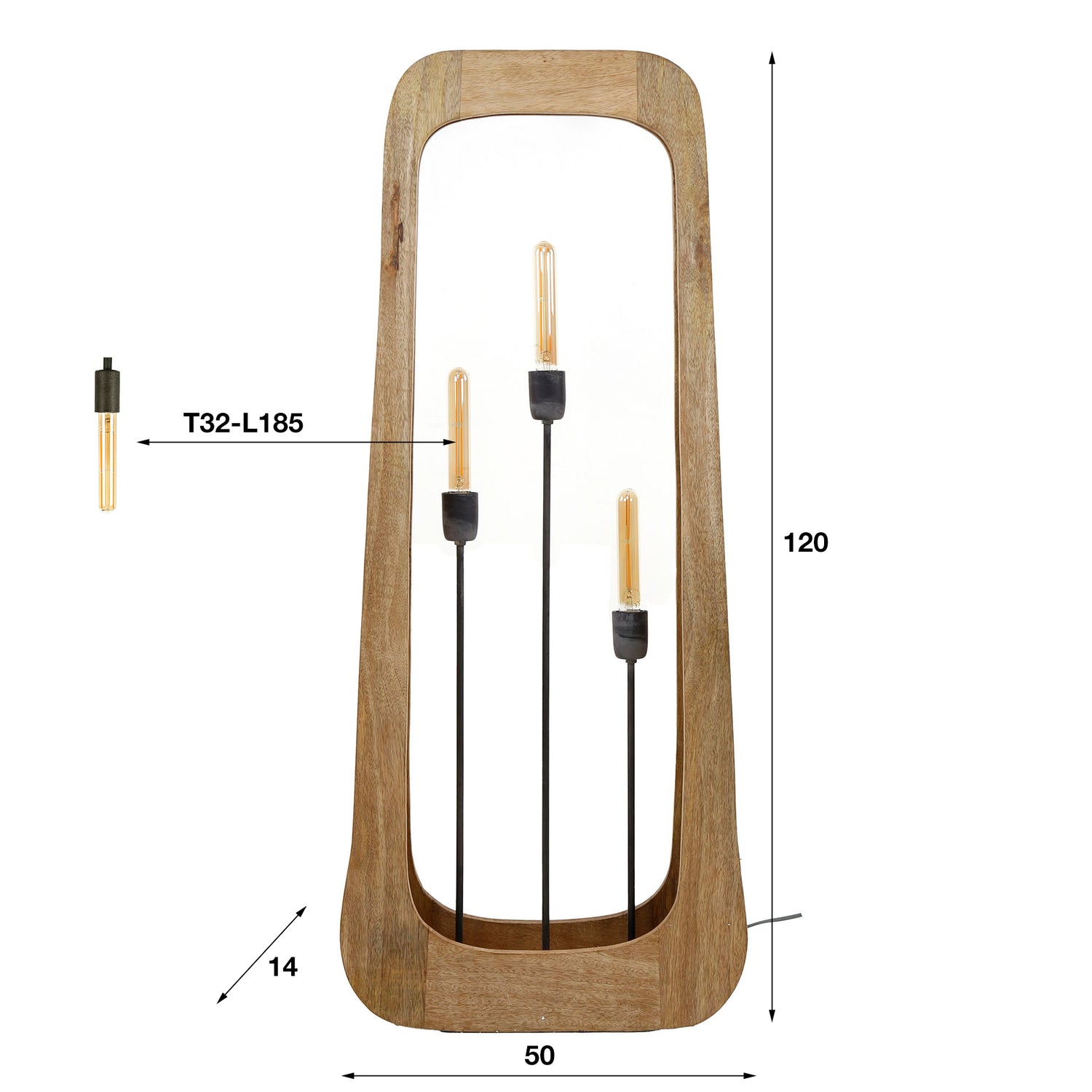 Vloerlamp 3L Bray - 50x14x120 cm - Mango Naturel