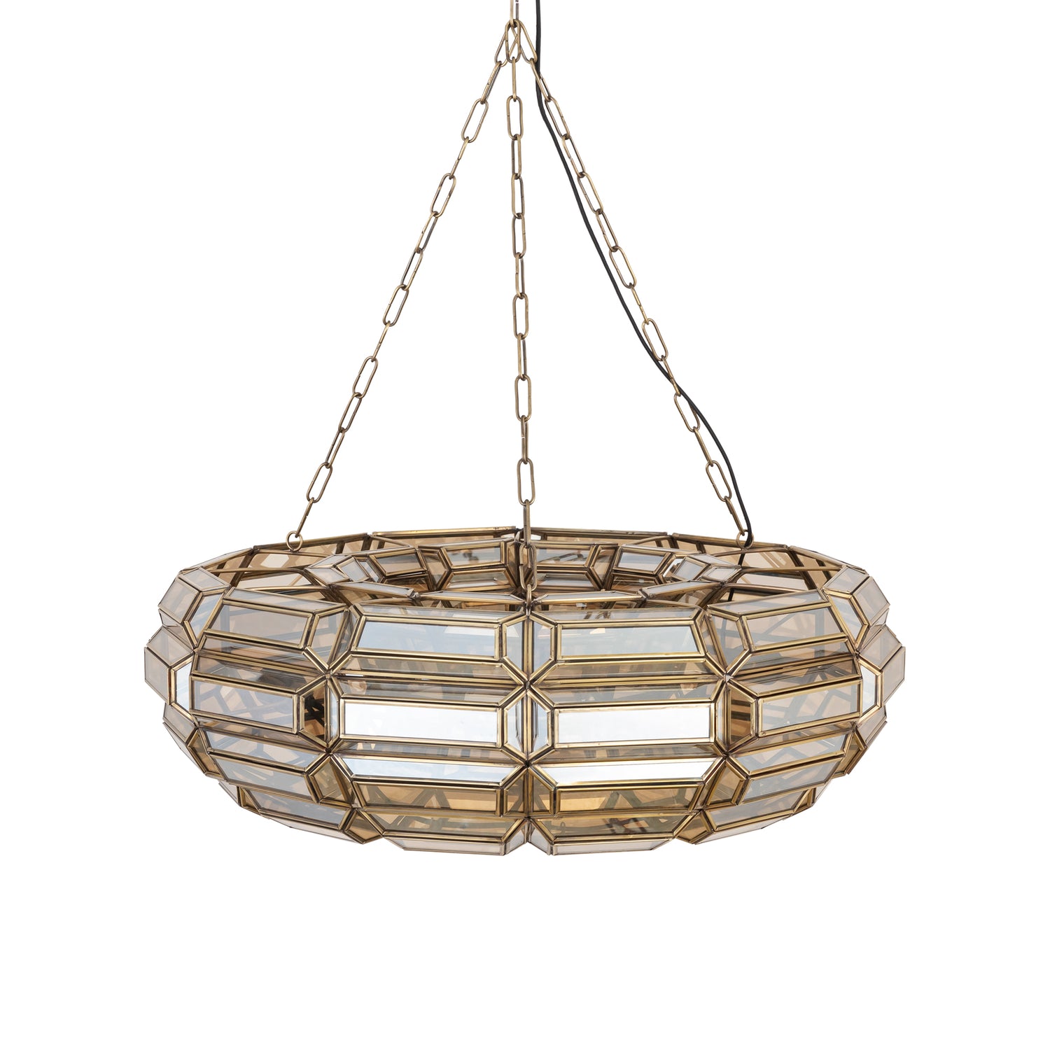 Thyro Antique Brass Glass Amber Donut Lamp