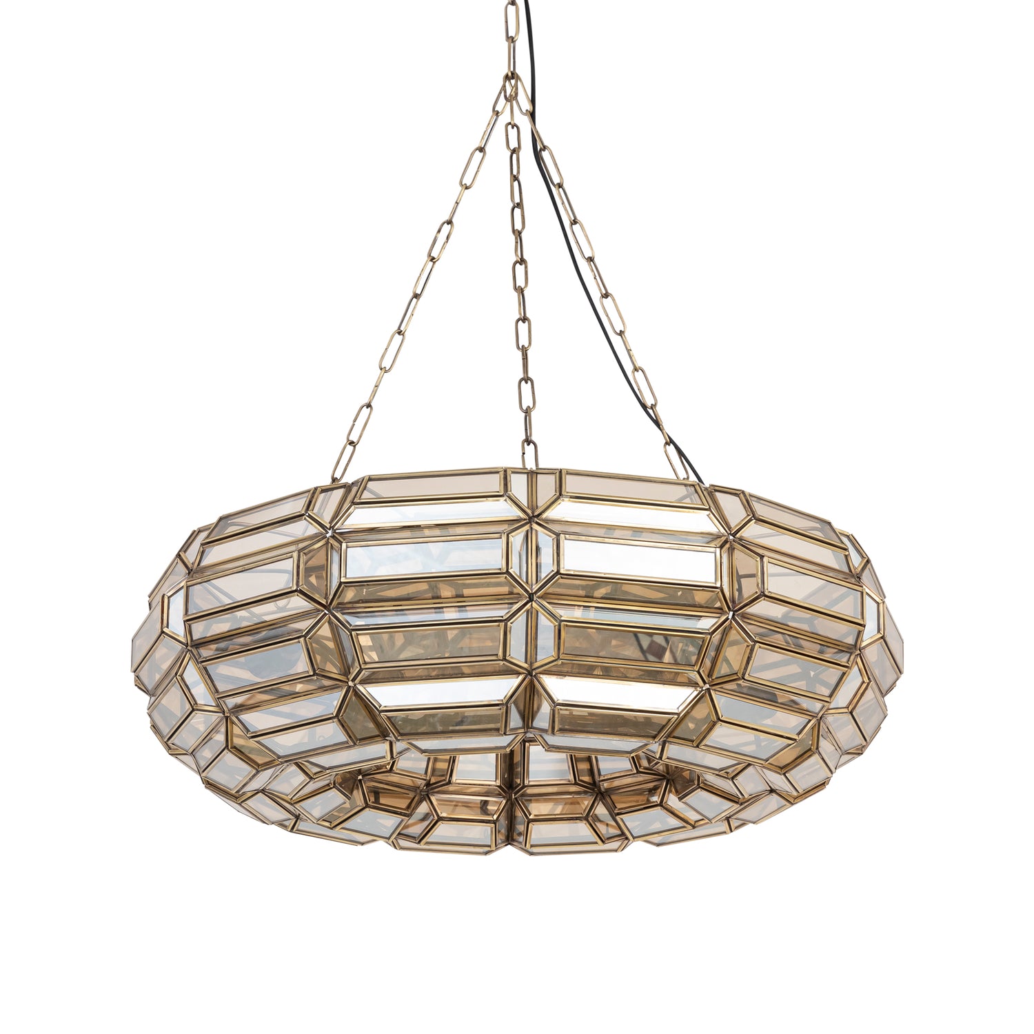 Thyro Antique Brass Glass Amber Donut Lamp