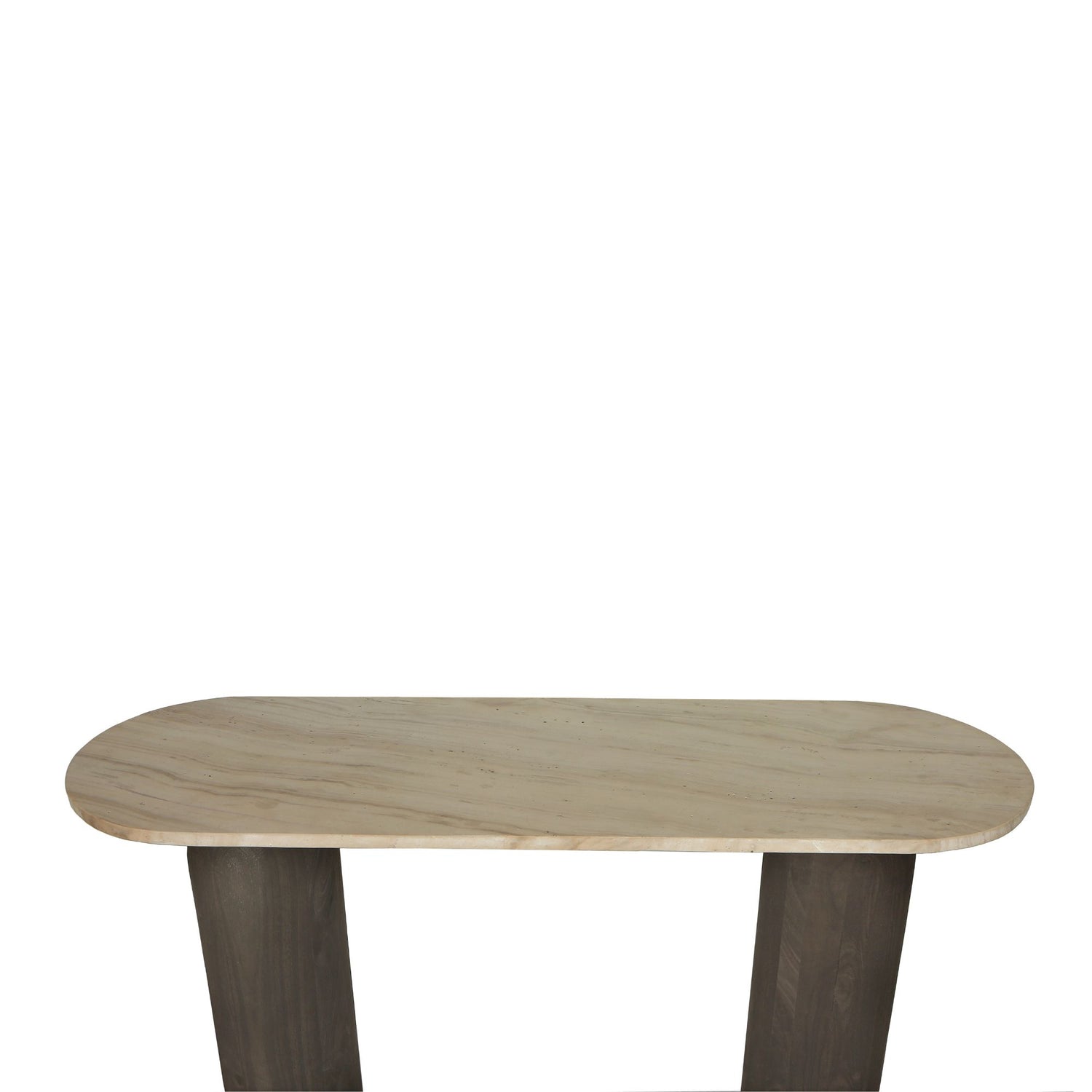 Liora Brown Mango Wood Side Table Marble Top Oval