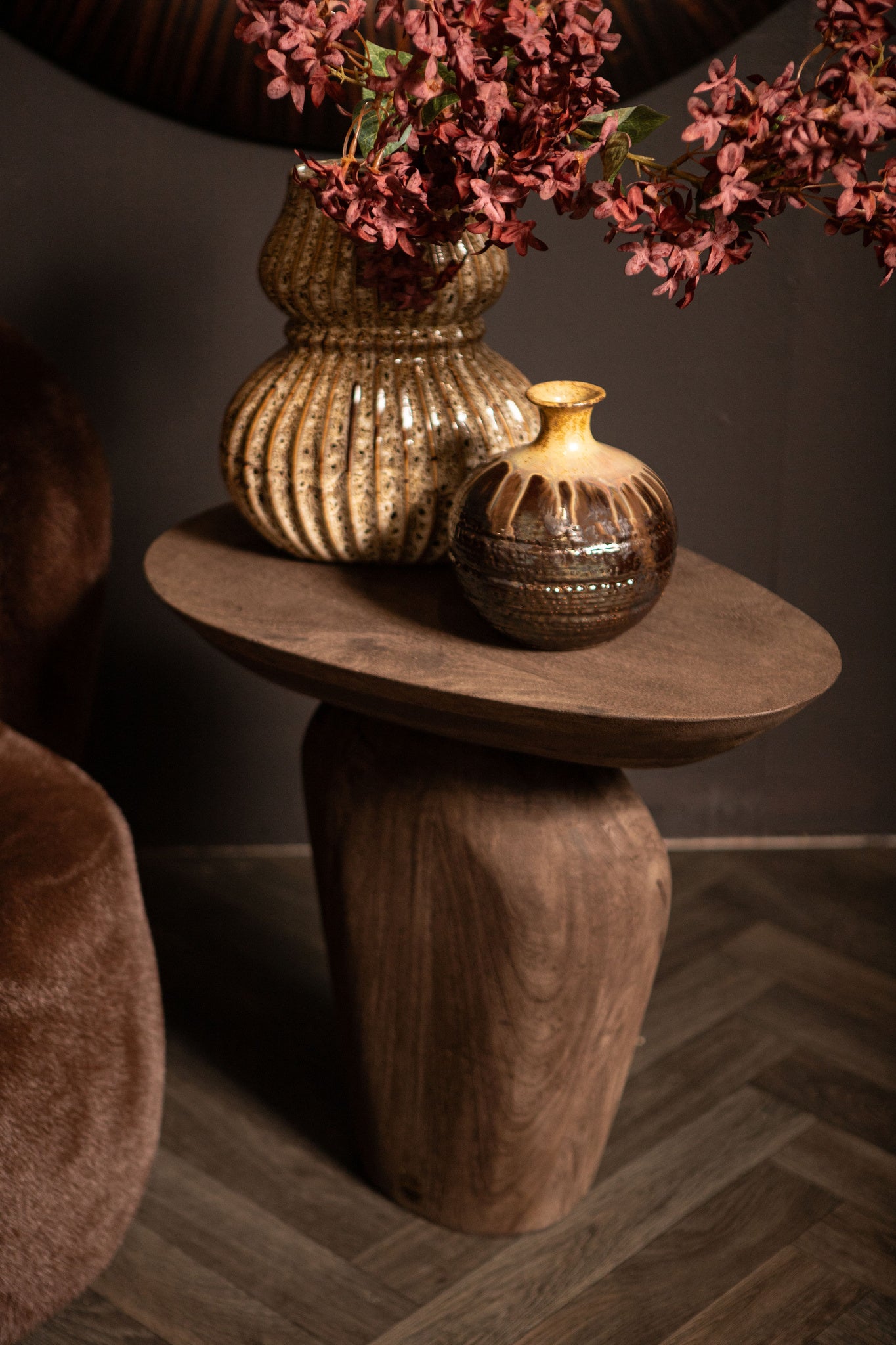 Harshad Brown Mango Wood Side Table Organic