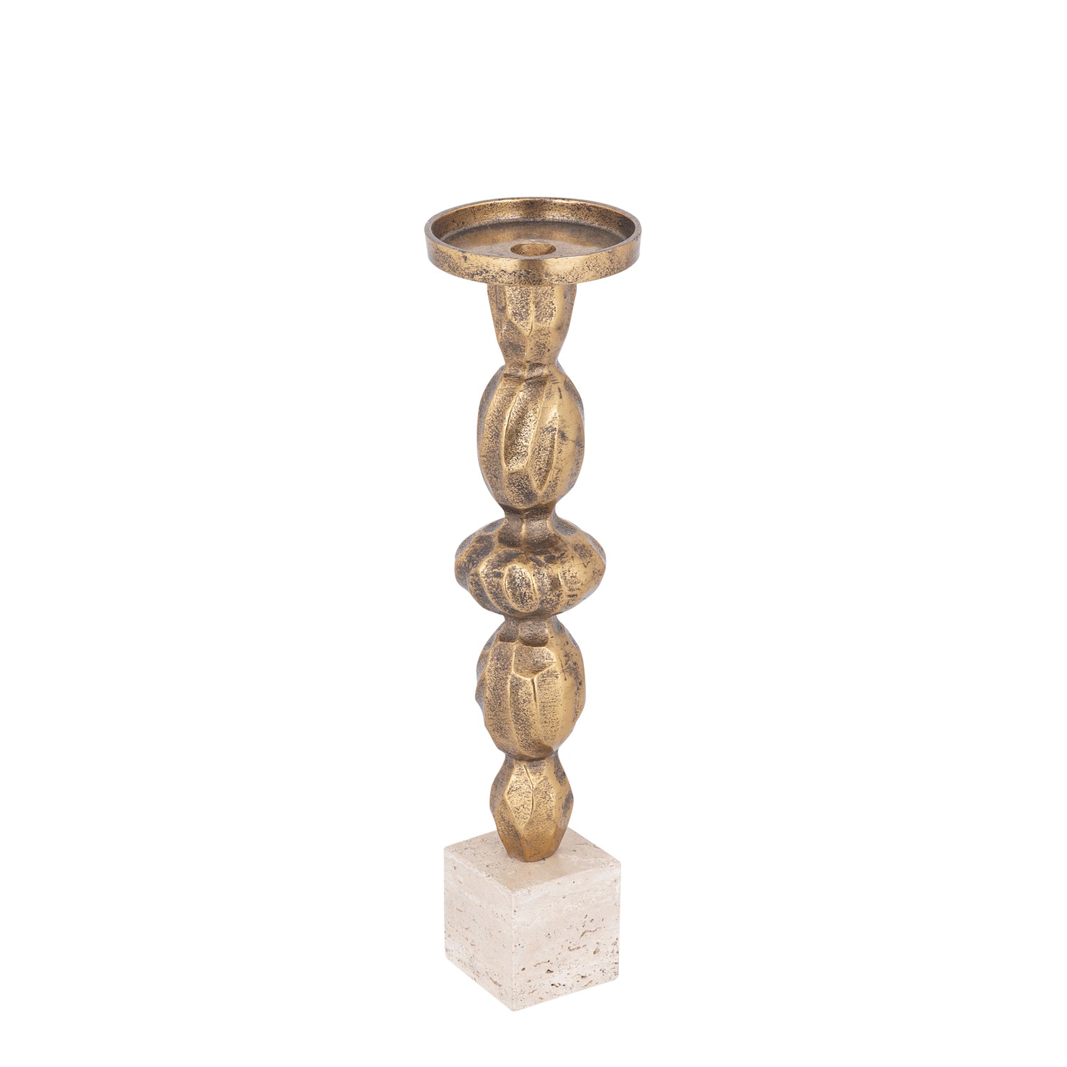Malines Gold Casted Alu Candleholder On Base L