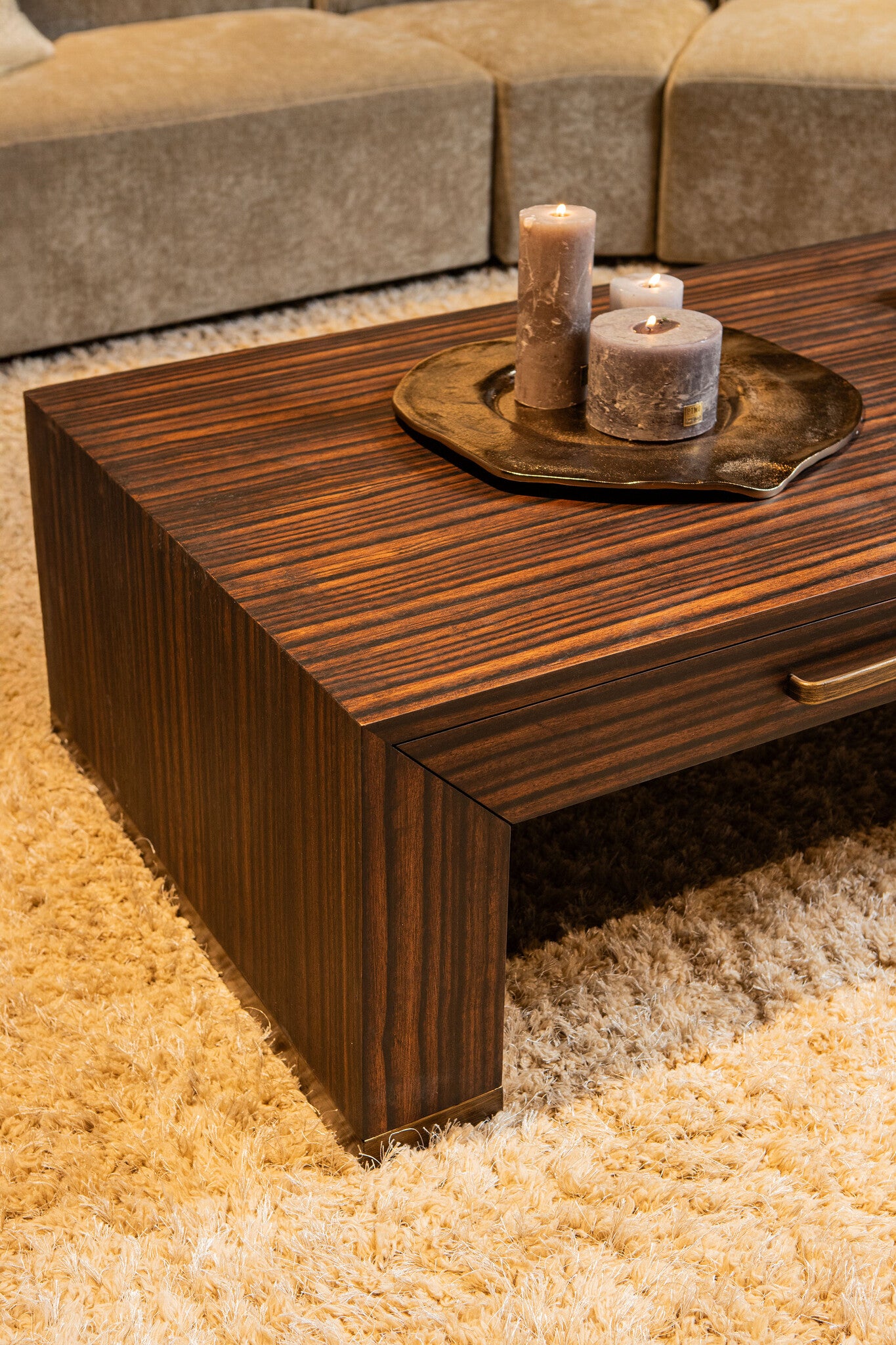 Tiess Brown Wooden Veneer Coffeetable 2 Drawers