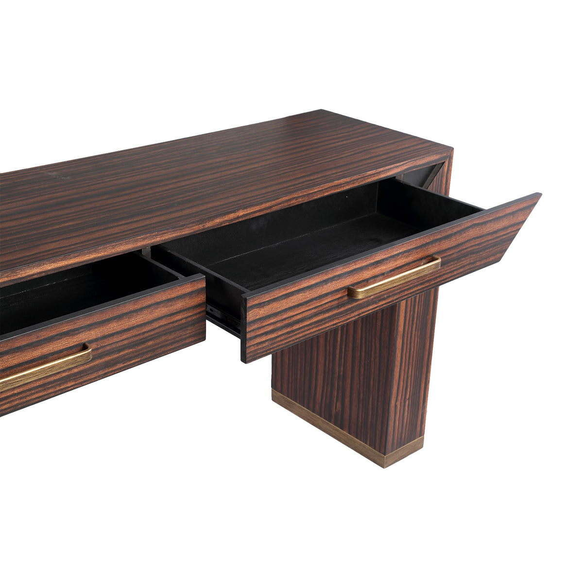 Tiess Brown Wooden Veneer Cabinet 2 Drawers
