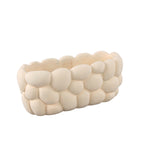 Mikay White Cement Oval Smooth Rock Pattern Pot L