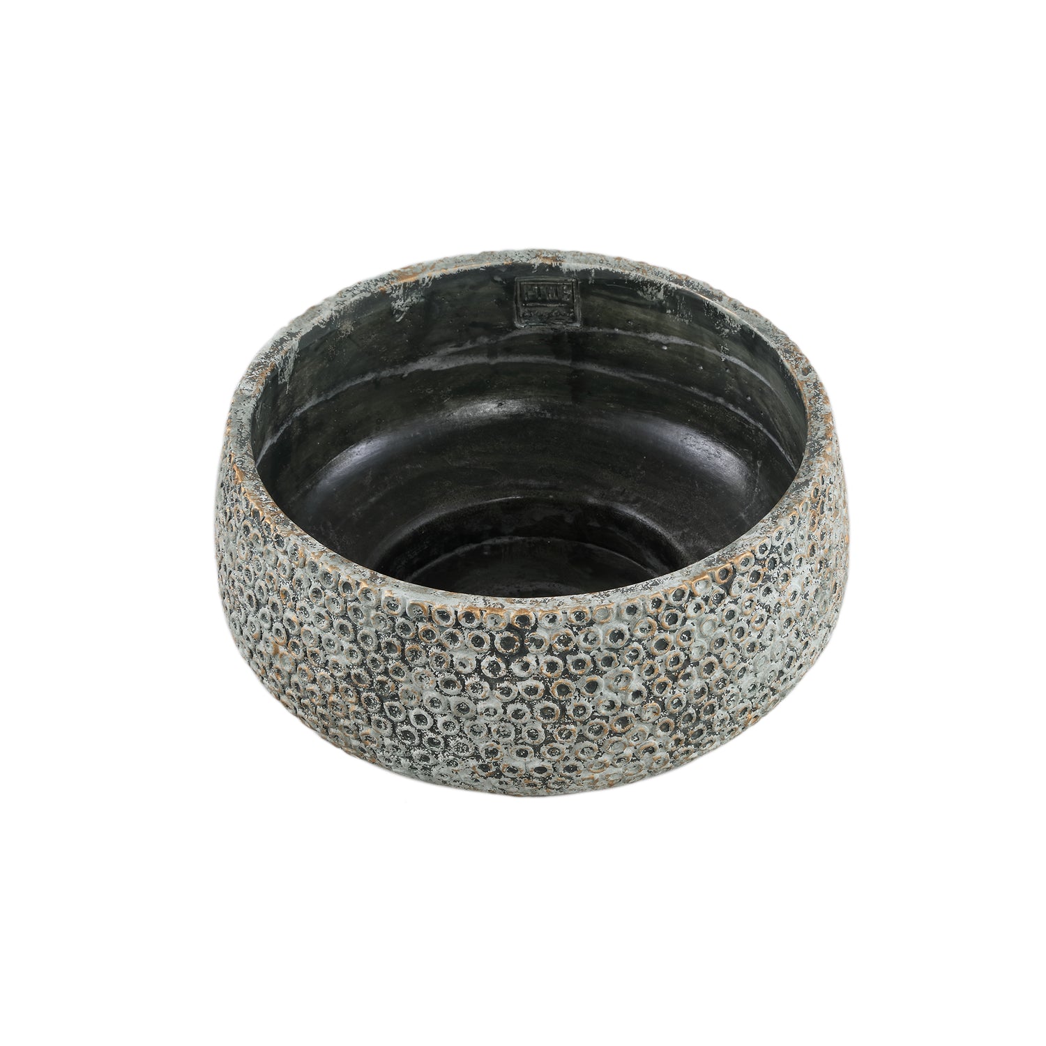 Laim Grey Cement Round Bowl Dots Pattern L