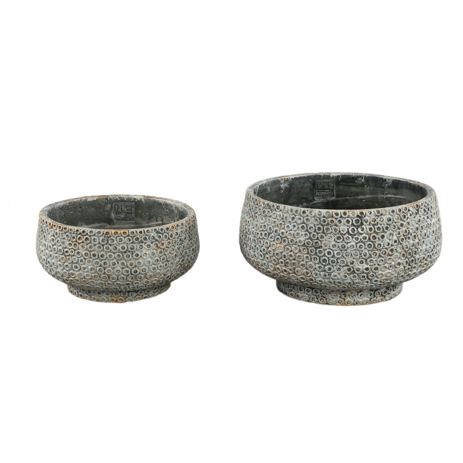 Laim Grey Cement Round Bowl Dots Pattern L
