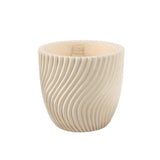 Lianna Cream Cement Round Pot Line Pattern L