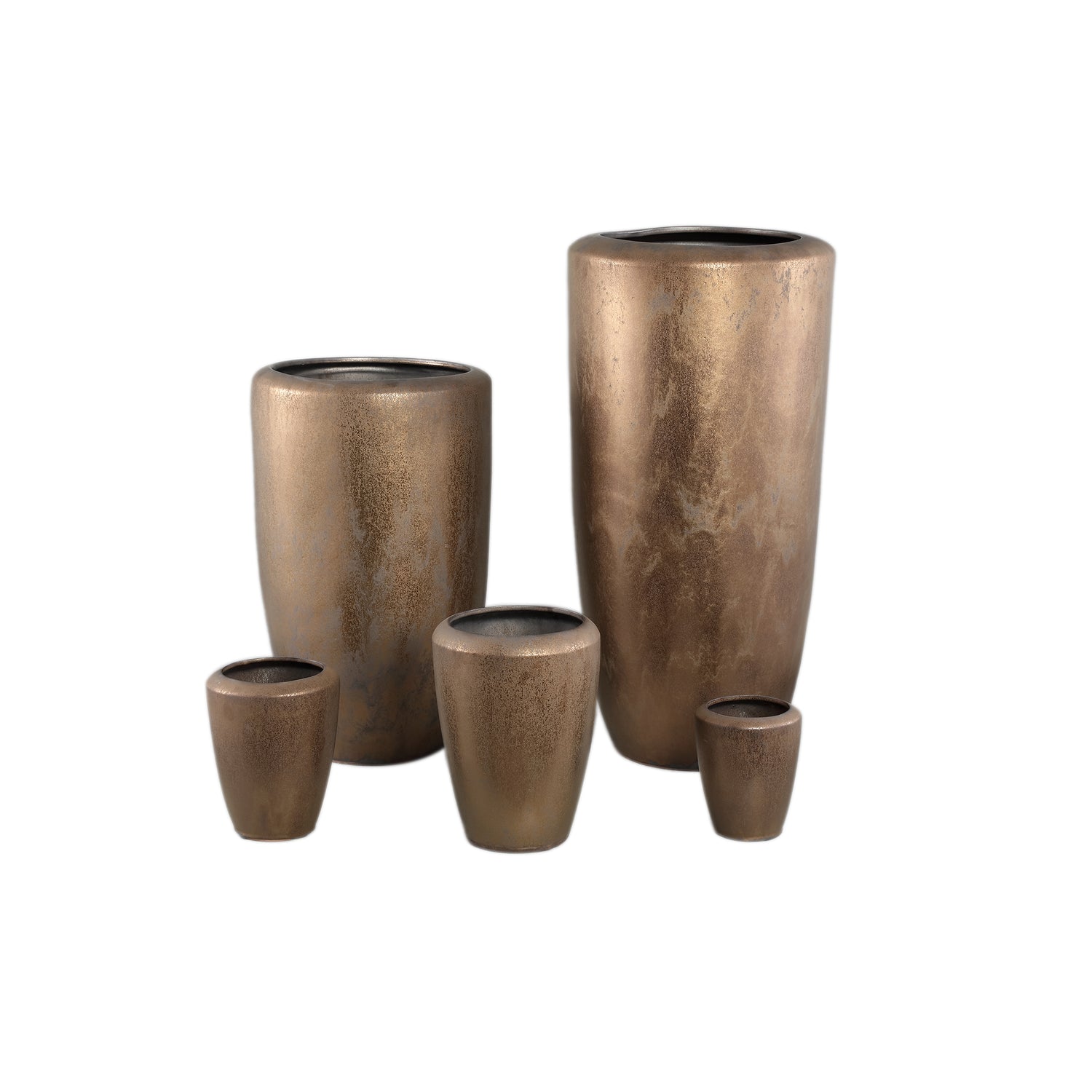 Kyleigh Bronze Round Ceramic Pot Smooth High L