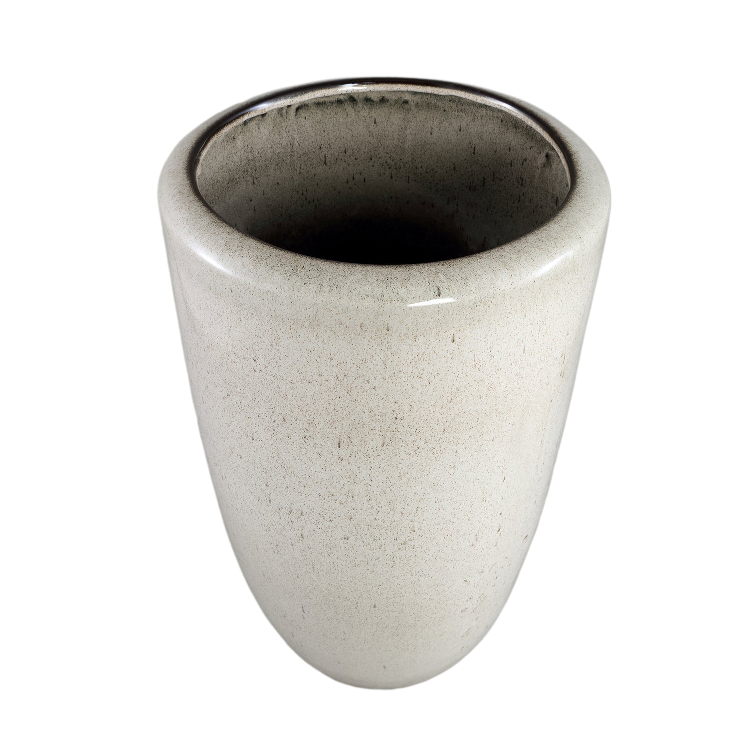 Kyleigh Beige Round Ceramic Pot Smooth High L