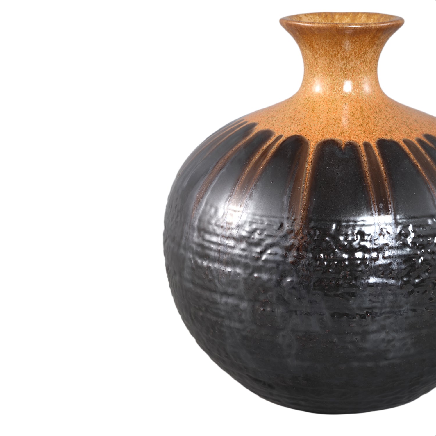 Darlan Gun Metal Bulby Ceramic Vase Beige Top M