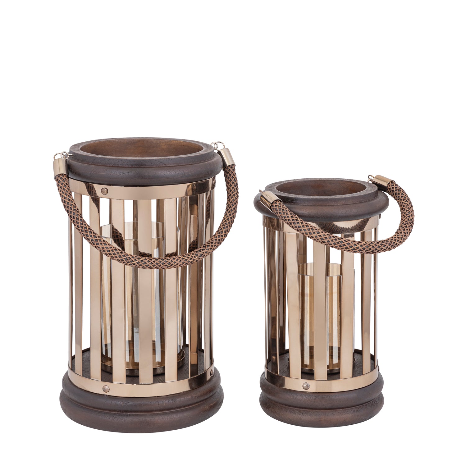 Sjorsh BrownGold Mango Wood St. Steel Lantern L