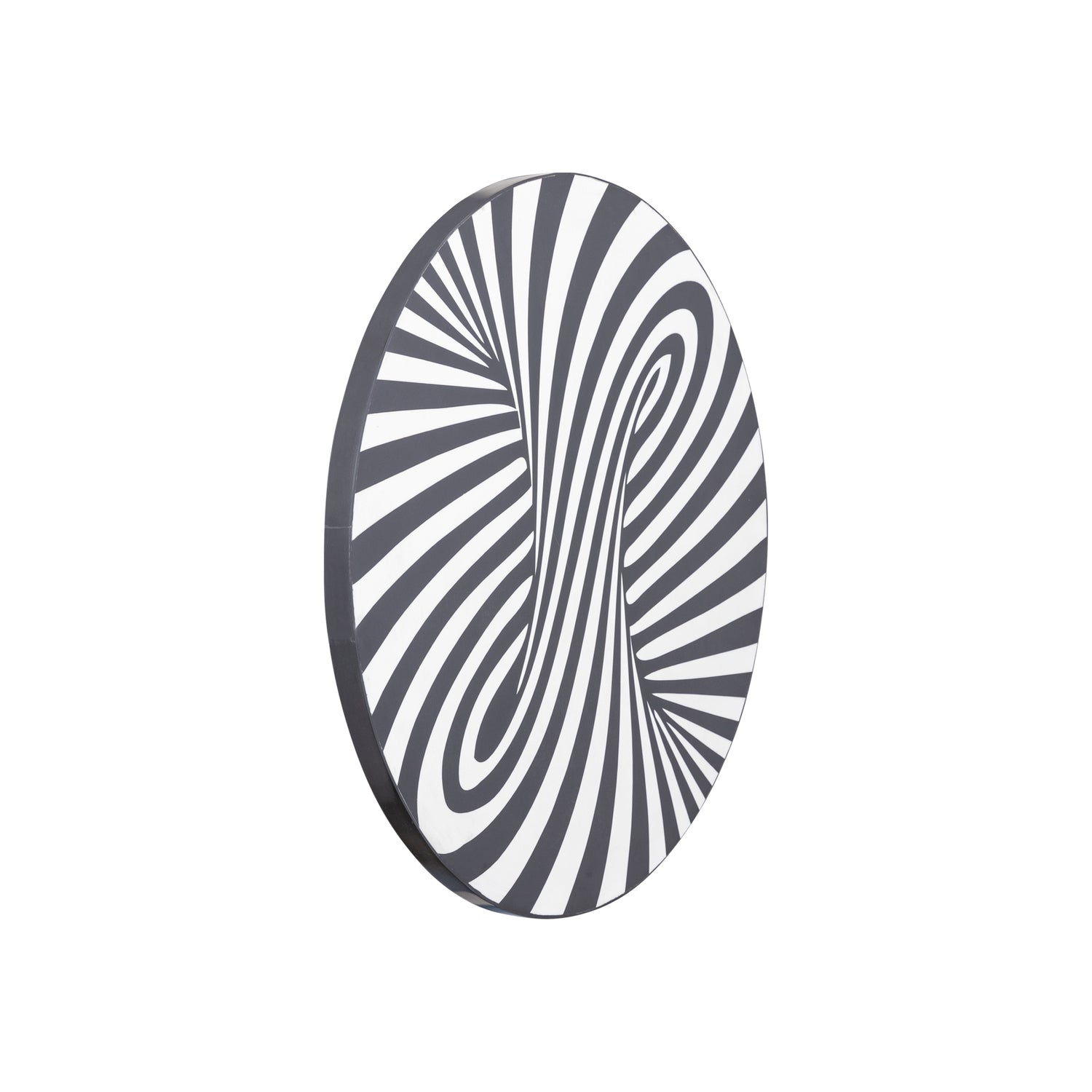 Hallie Black And White Wood Round Wall Panel Swirl
