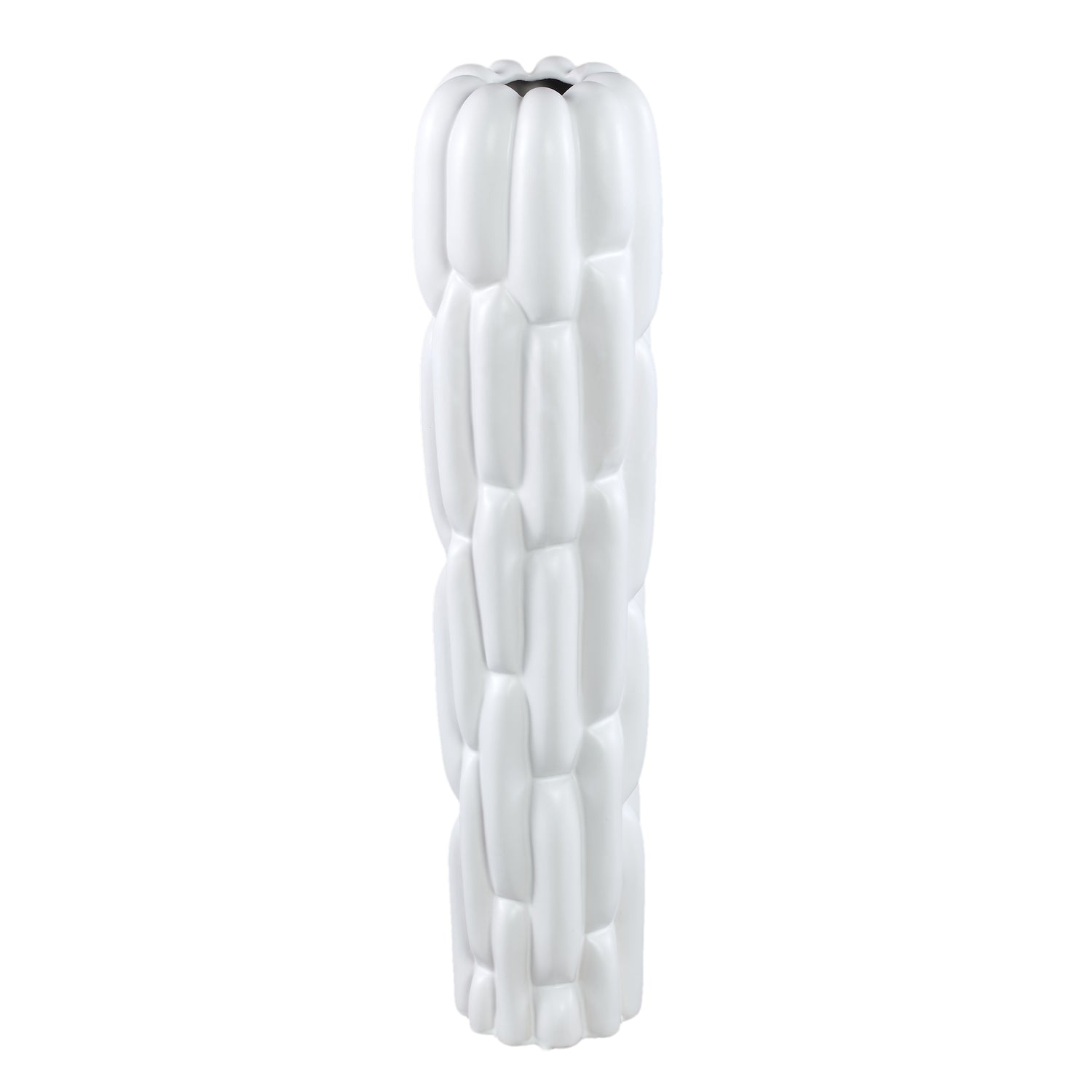 Seanis White Round Ceramic Vase Block Pattern L