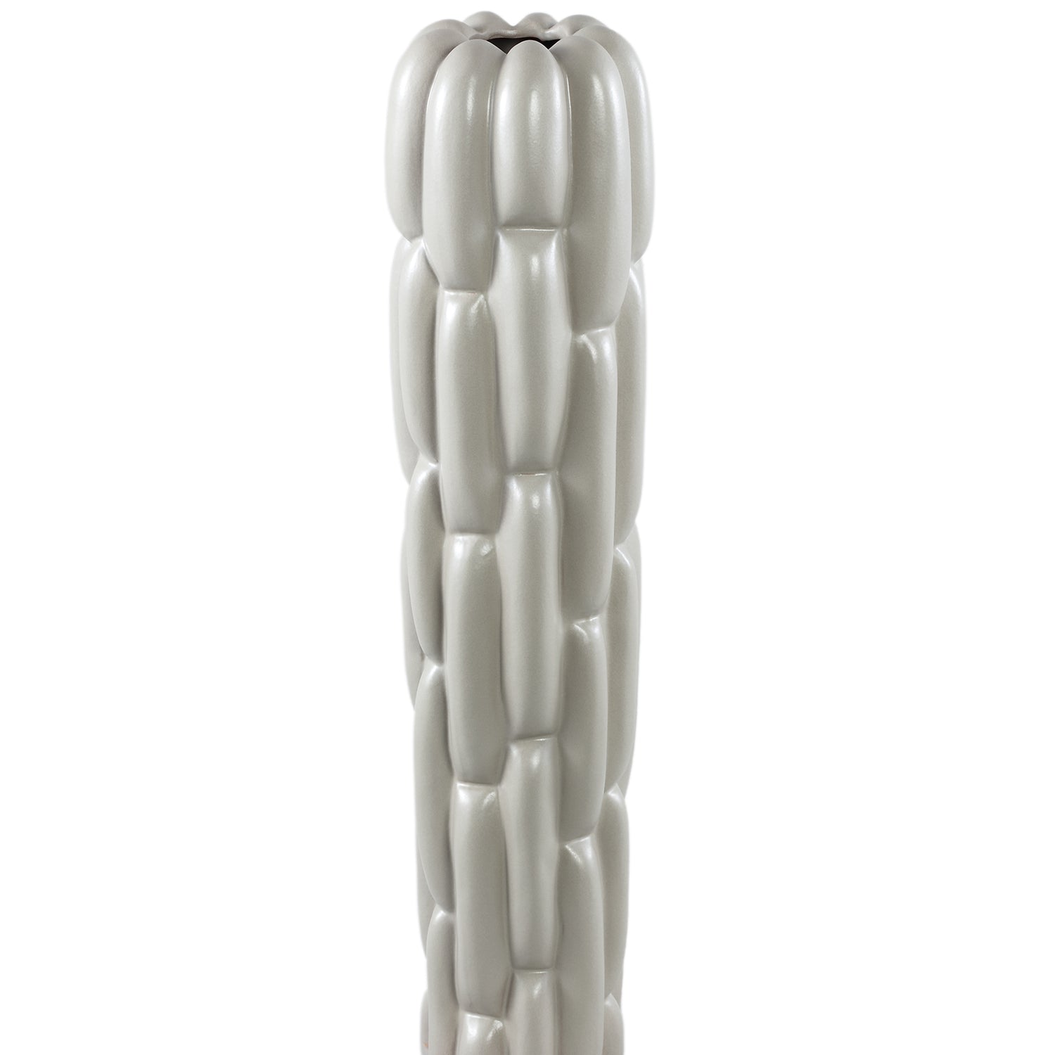 Seanis Grey Round Ceramic Vase Block Pattern L