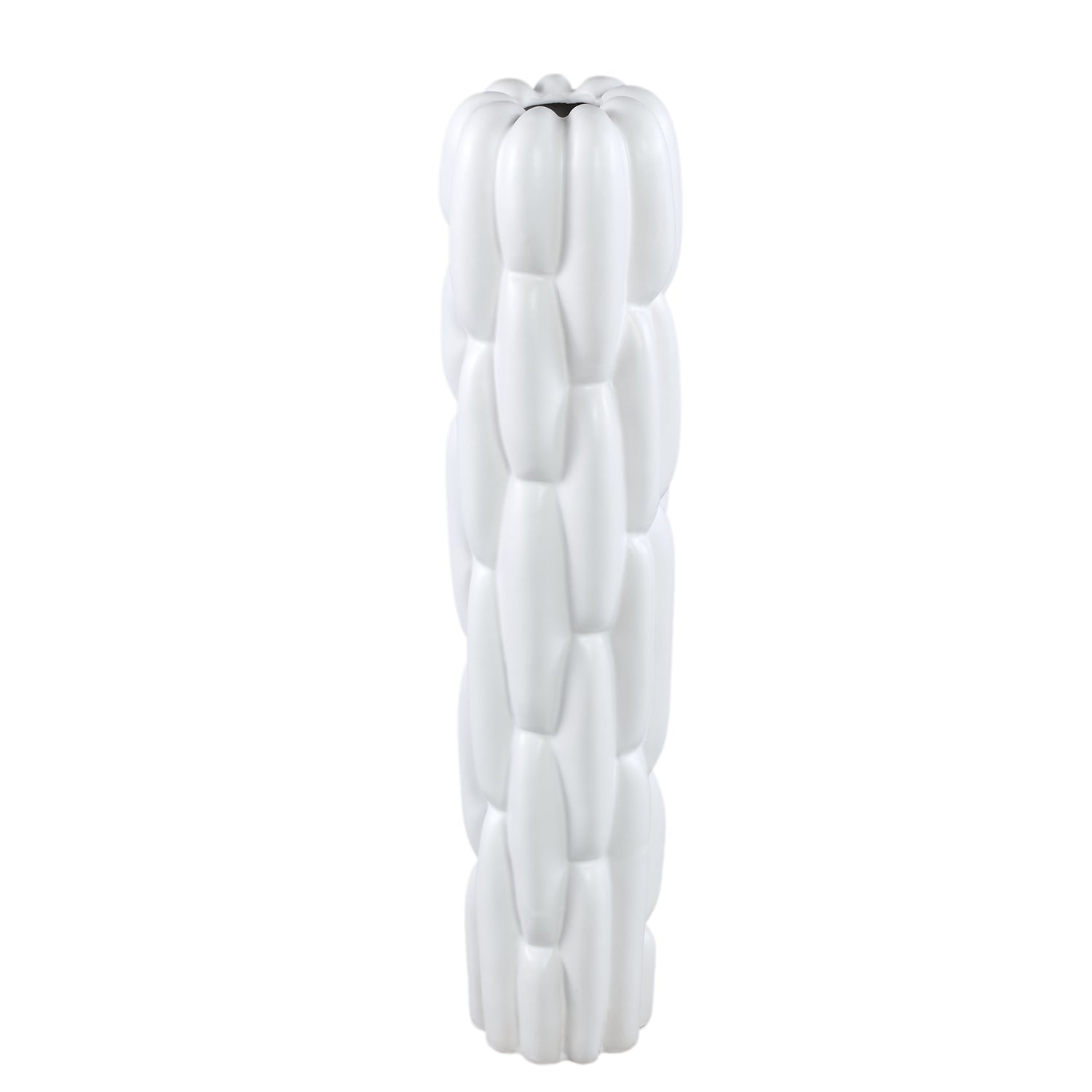 Seanis White Round Ceramic Vase Block Pattern M