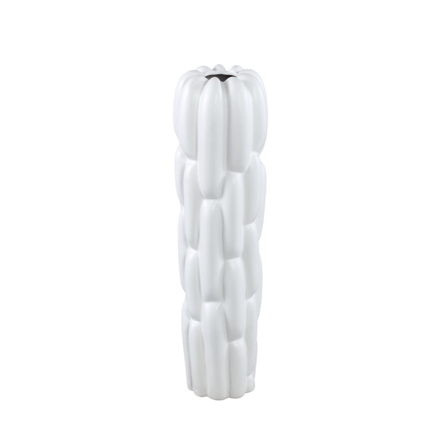 Seanis White Round Ceramic Vase Block Pattern S