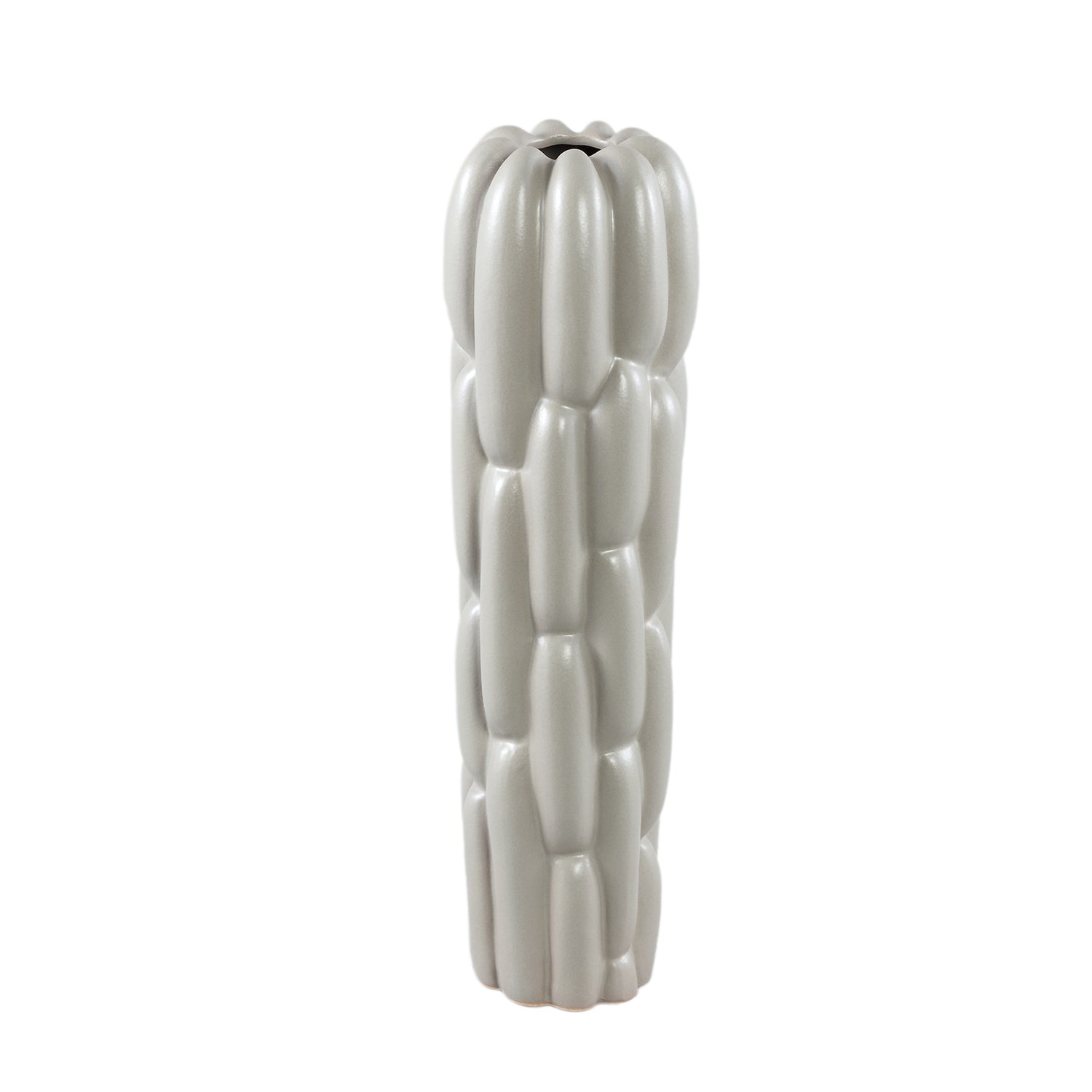 Seanis Grey Round Ceramic Vase Block Pattern S