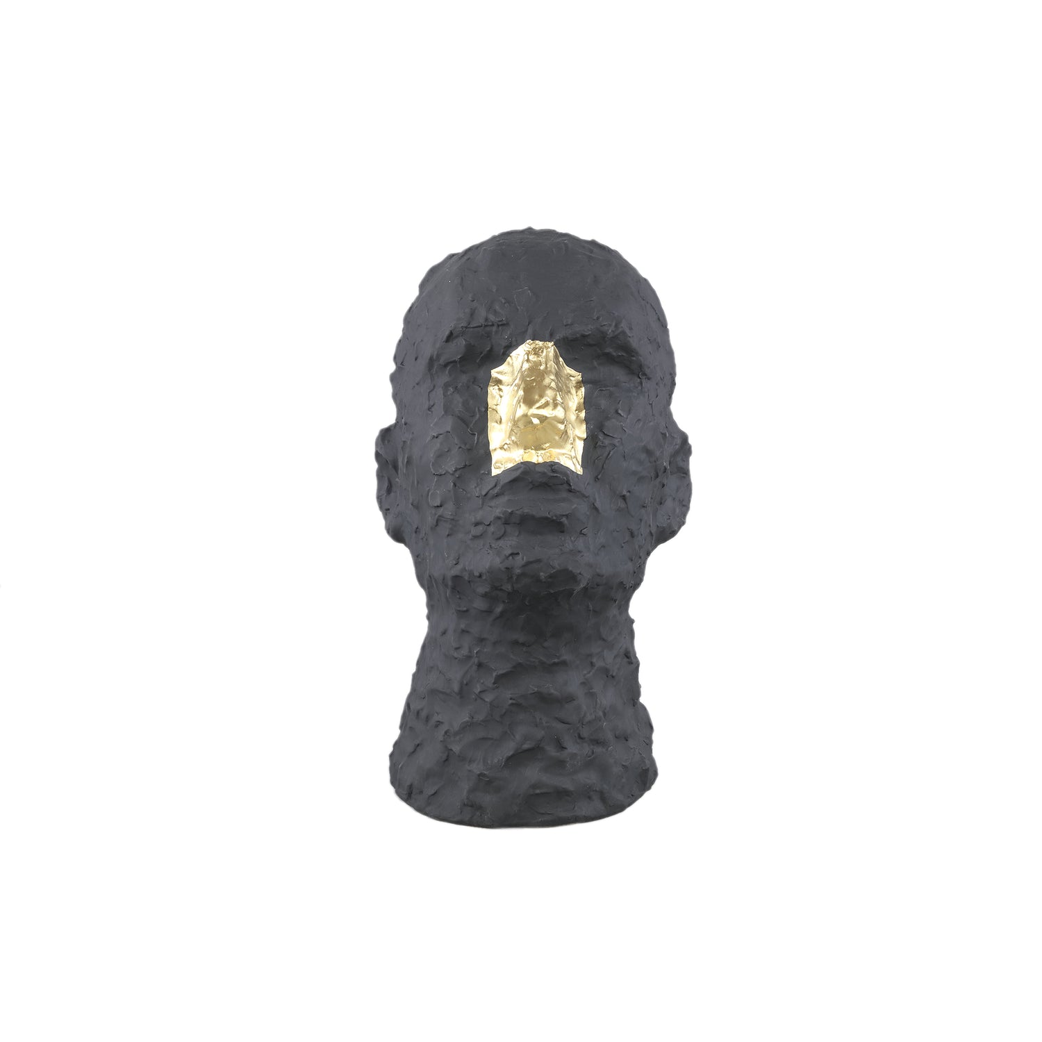 Bertrand Black Ceramic Head Statue With Gold Nose