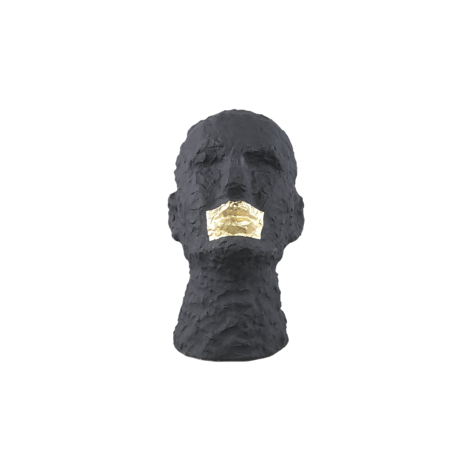 Bertrand Black Ceramic Head Statue With Gold Mouth
