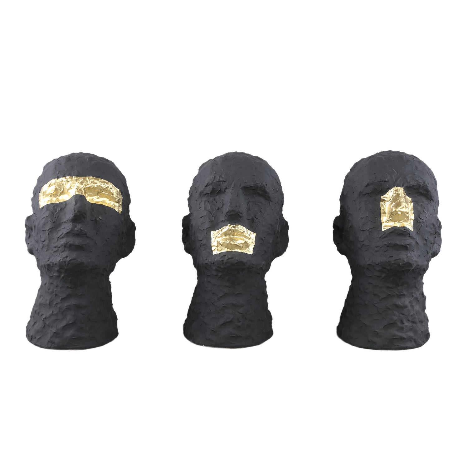 Bertrand Black Ceramic Head Statue With Gold Mouth