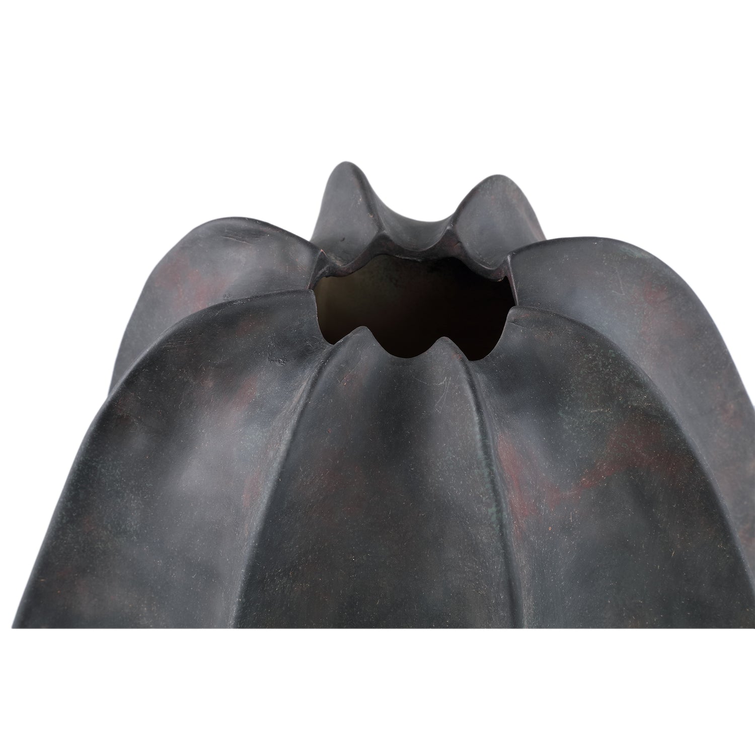 Grayson Black Ceramic Round Ribbed Vase Wide