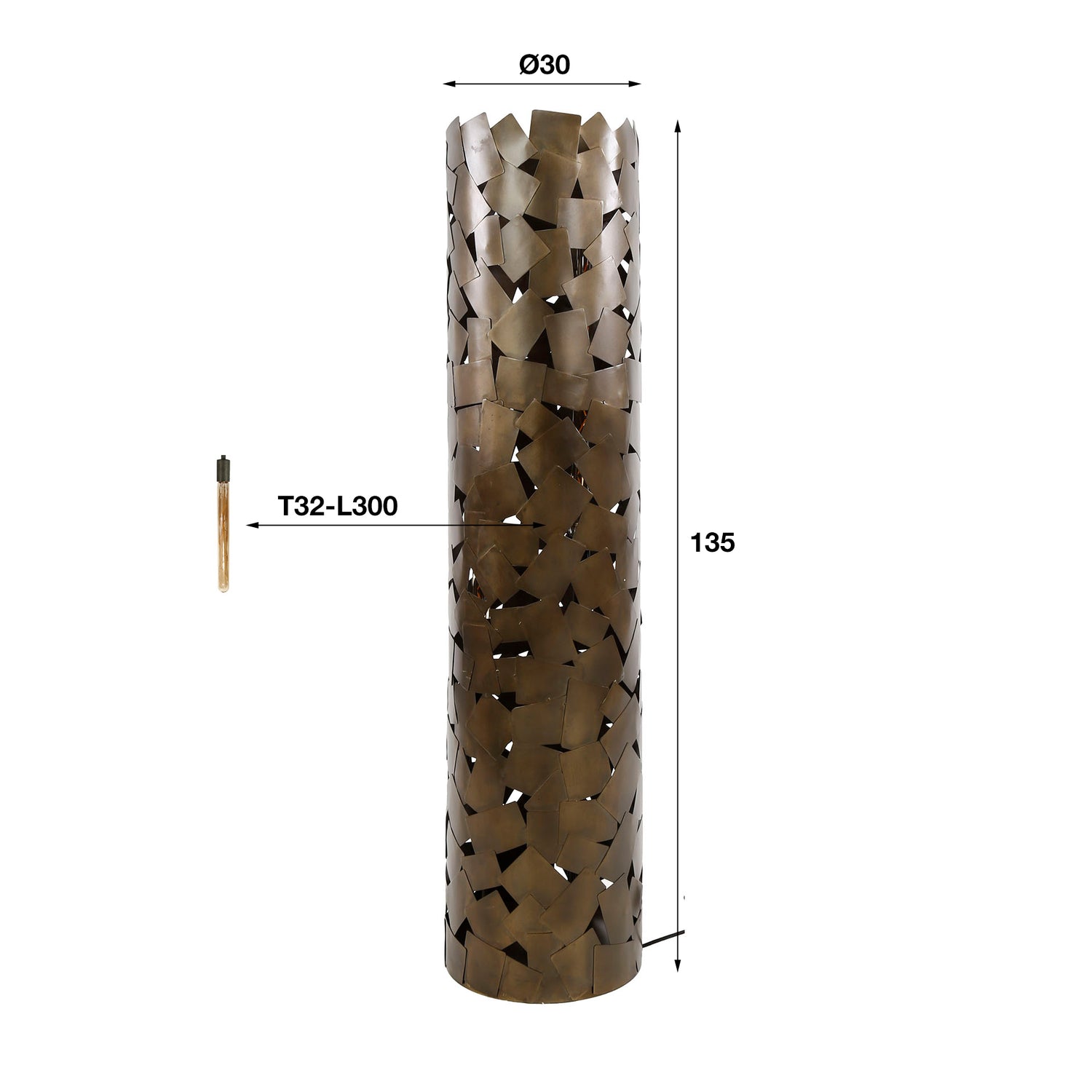 Vloerlamp patch cylinder - 30x30x135 cm - Brons Antiek