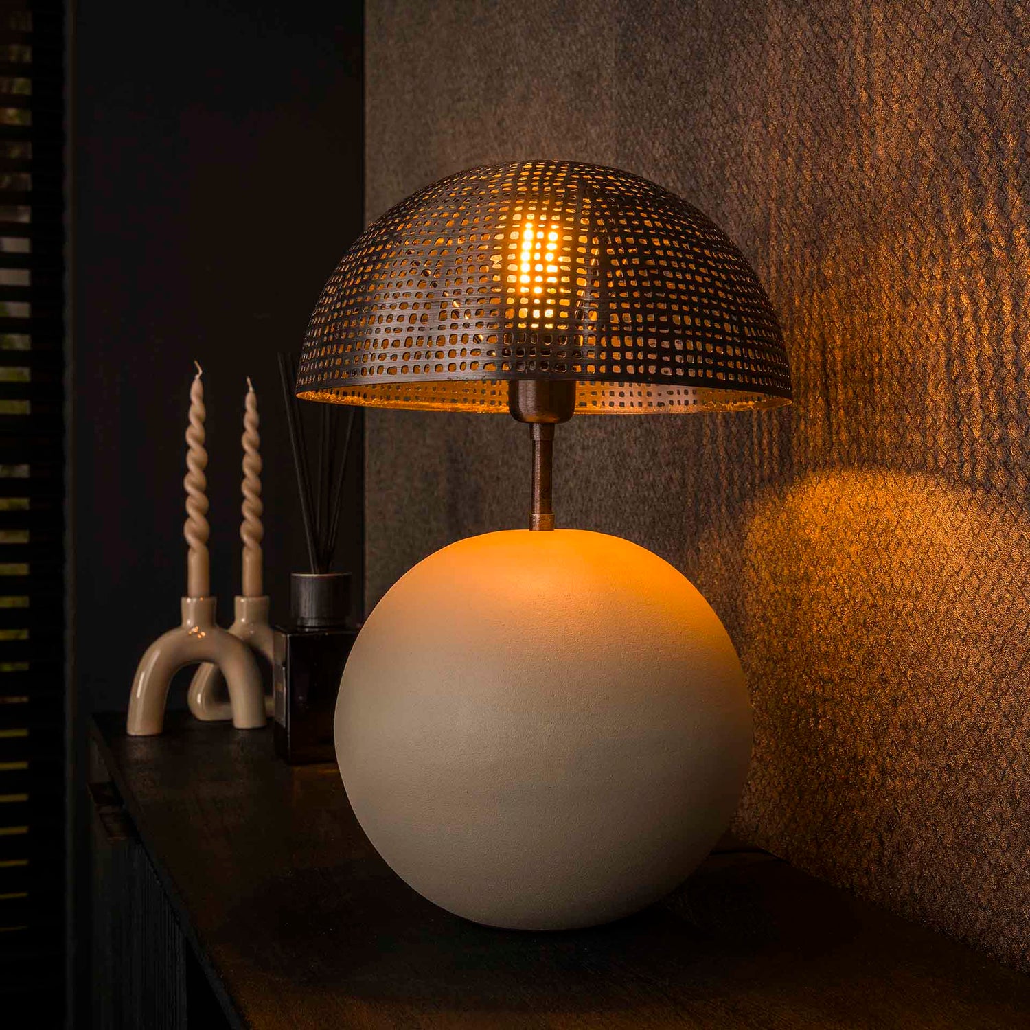 Tafellamp met 1 lamp sphere Naturel - 31x31x49 cm - Naturel Grey