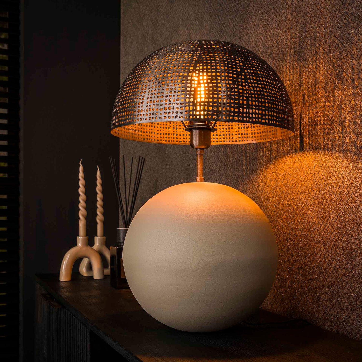 Tafellamp met 1 lamp sphere Naturel L - 36x36x57 cm - Naturel Grey