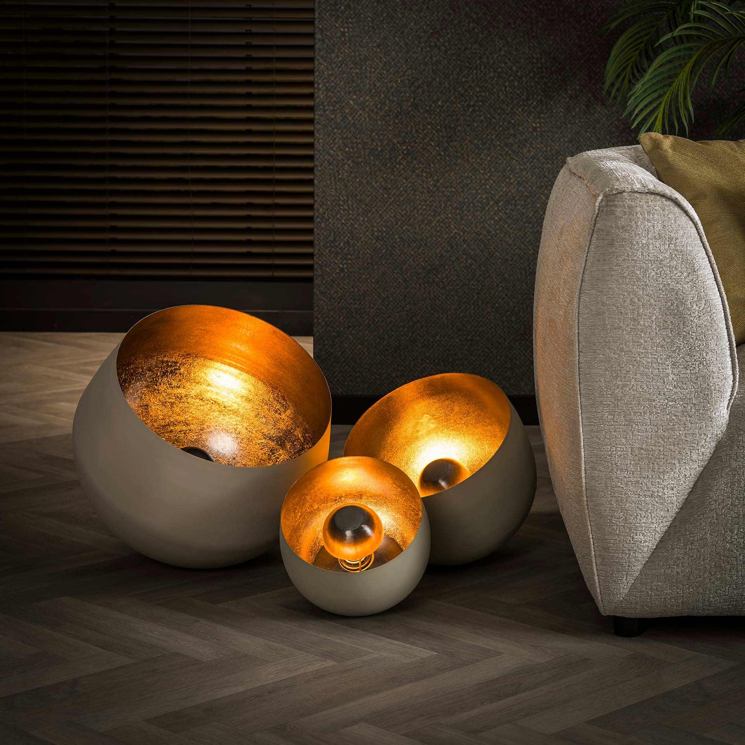 Tafellamp Ø50 Basket XL - 50x50x46 cm - Naturel Grey