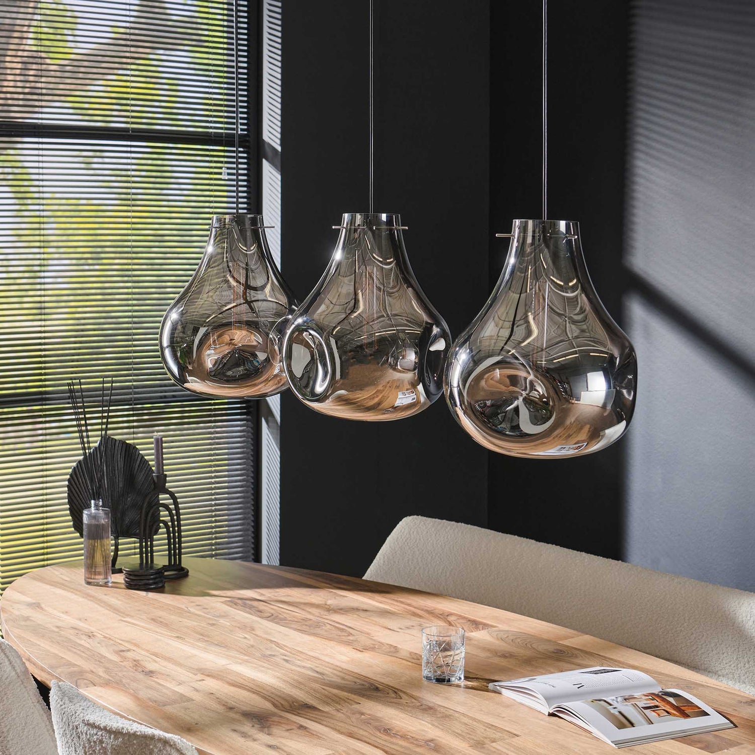 Hanglamp met 3 Lampen Dent Glass - Artic Zwart - Glas